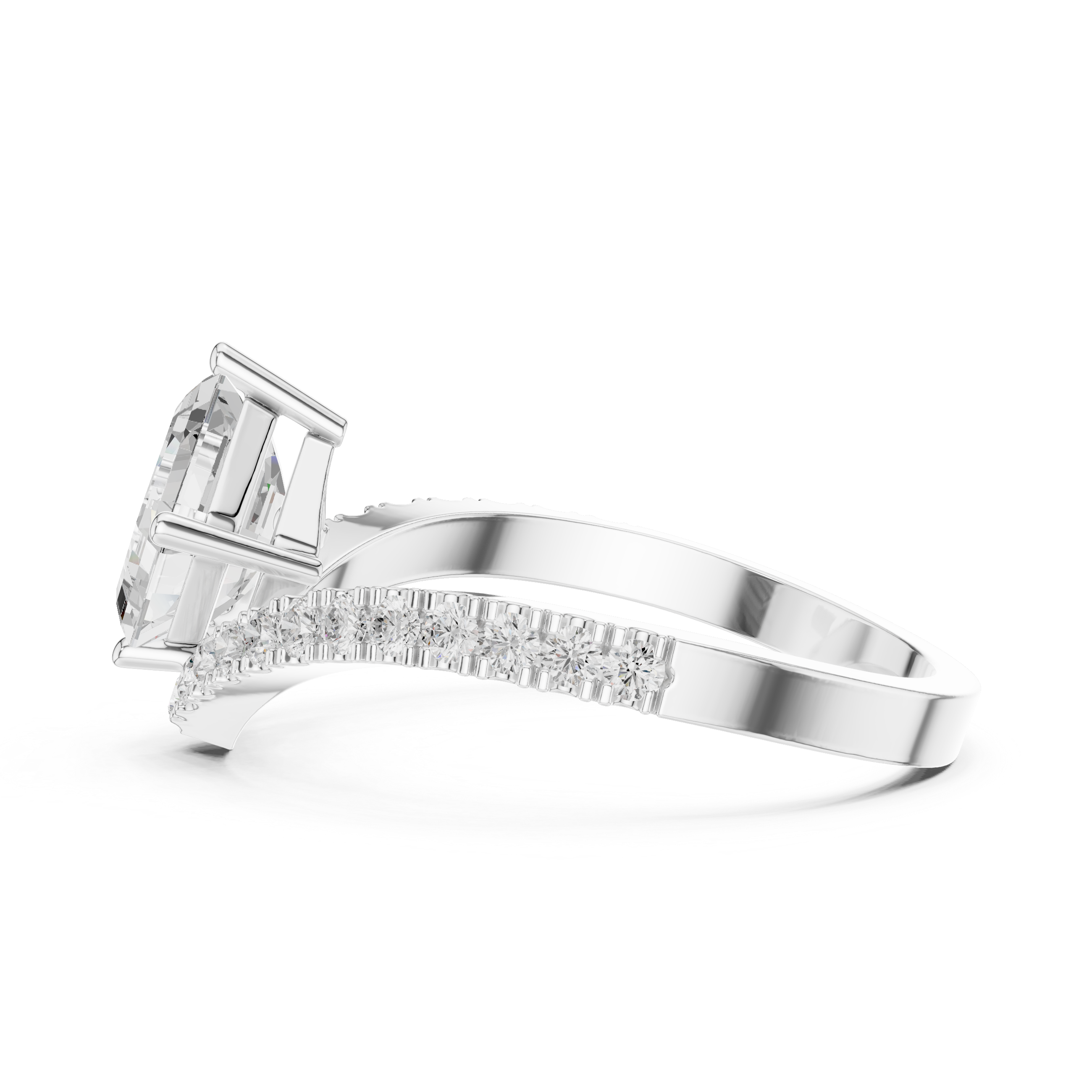 Asscher Cut Solitaire V Ring – Split Shank Diamond Engagement Ring | Geometric Statement Ring