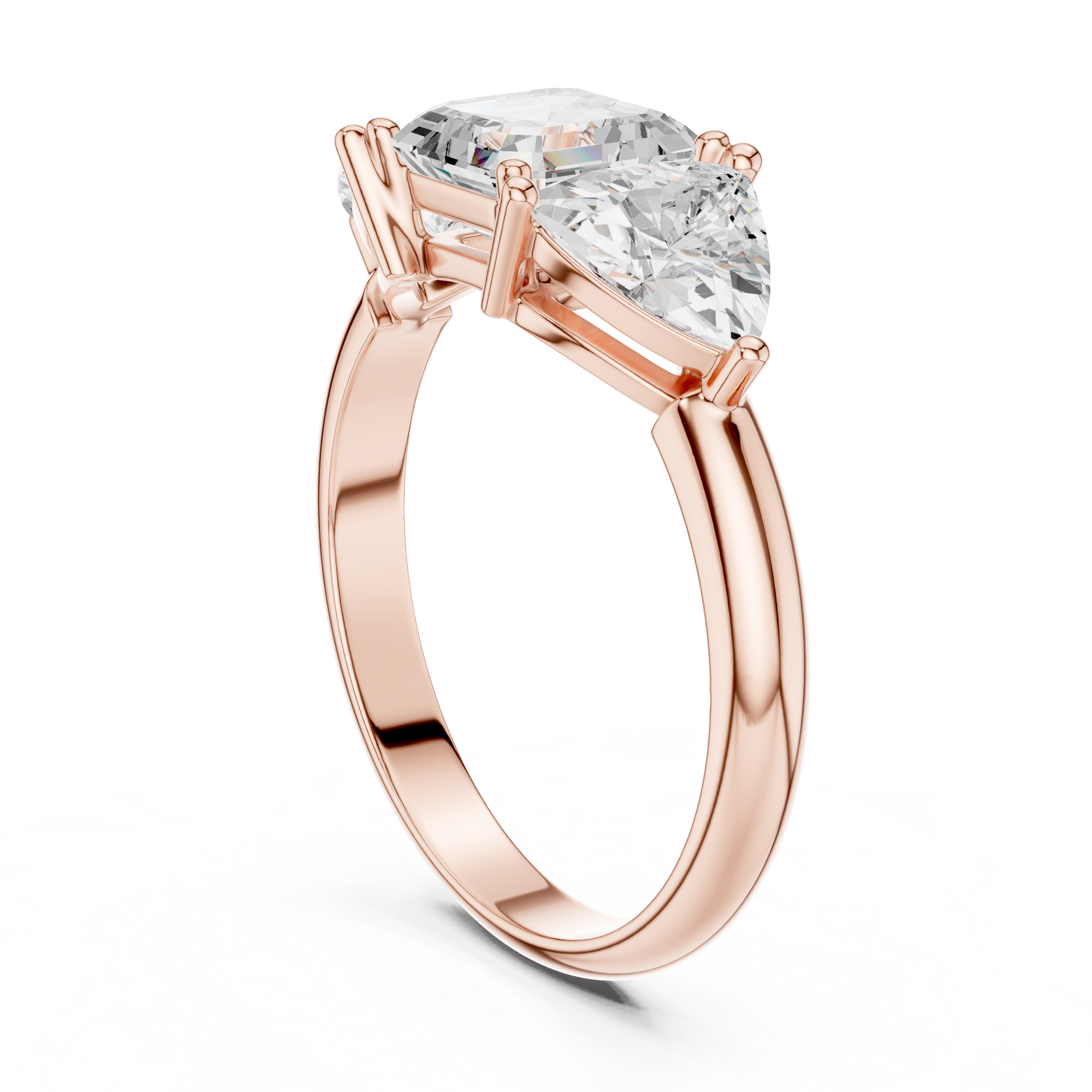 Asscher Cut Three Stone Engagement Ring – Trillion Side Stone Diamond Ring | Vintage Inspired Bridal Ring