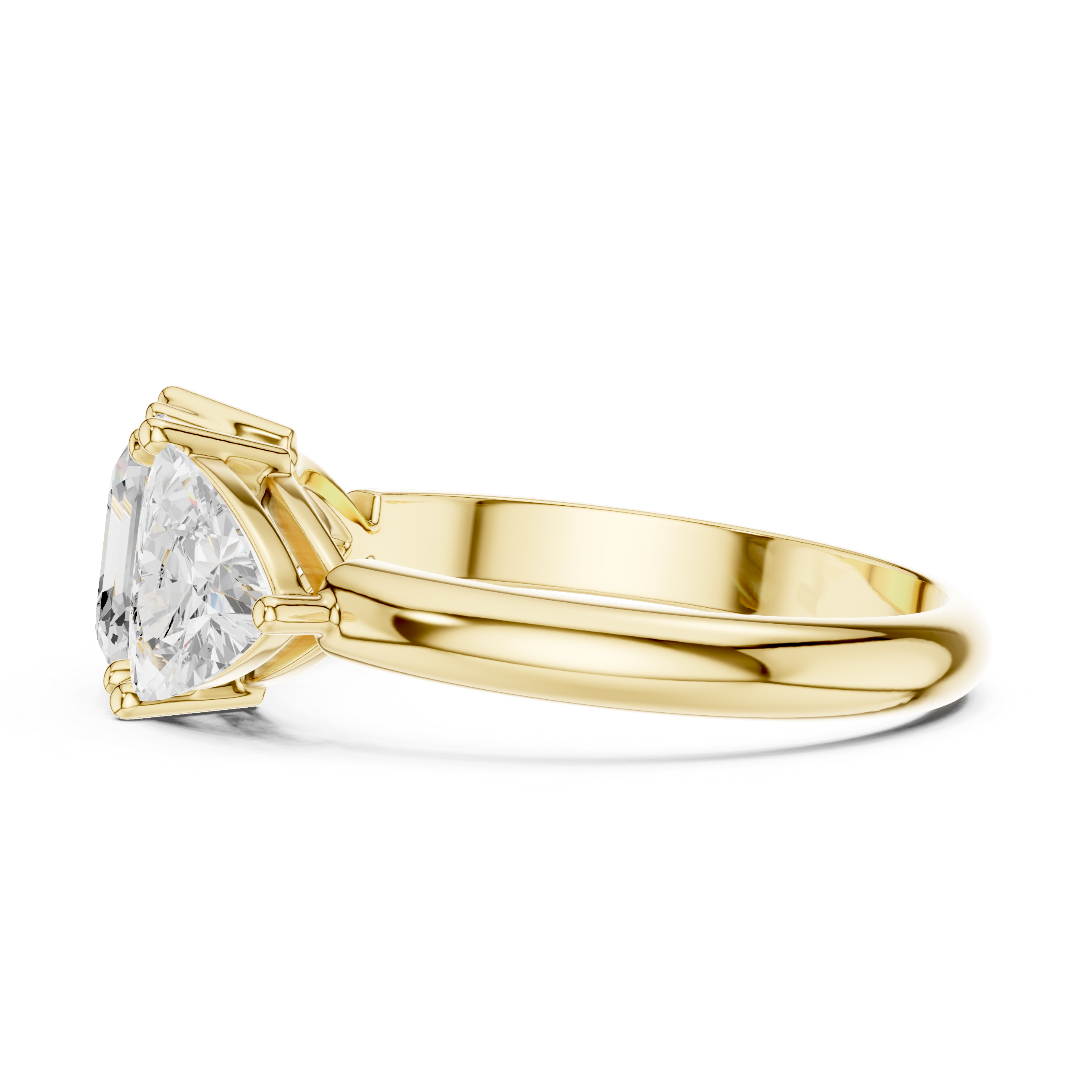 Asscher Cut Three Stone Engagement Ring – Trillion Side Stone Diamond Ring | Vintage Inspired Bridal Ring
