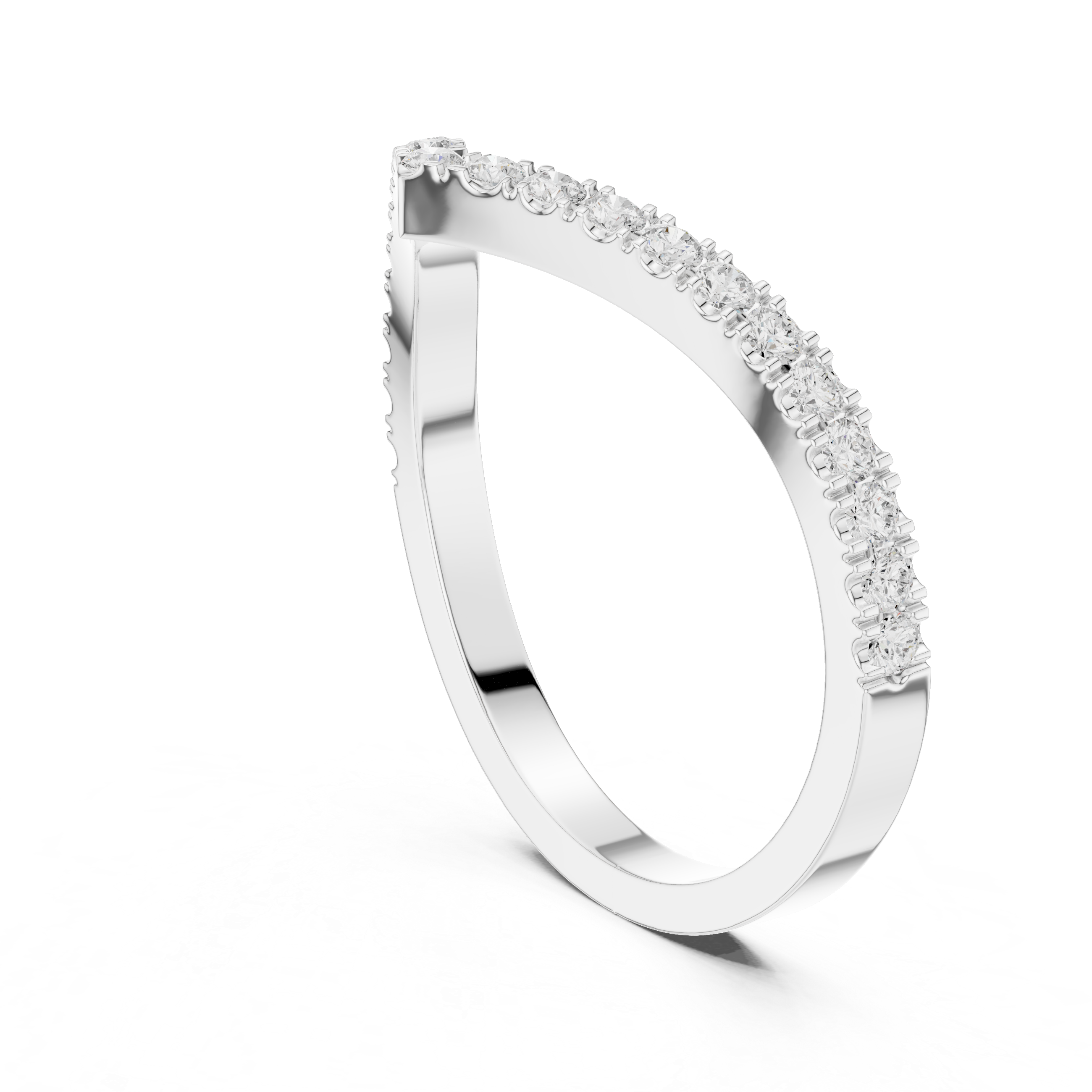 Chevron Diamond Wedding Band – V-Shaped Stackable Ring | Minimalist Curved Bridal Band