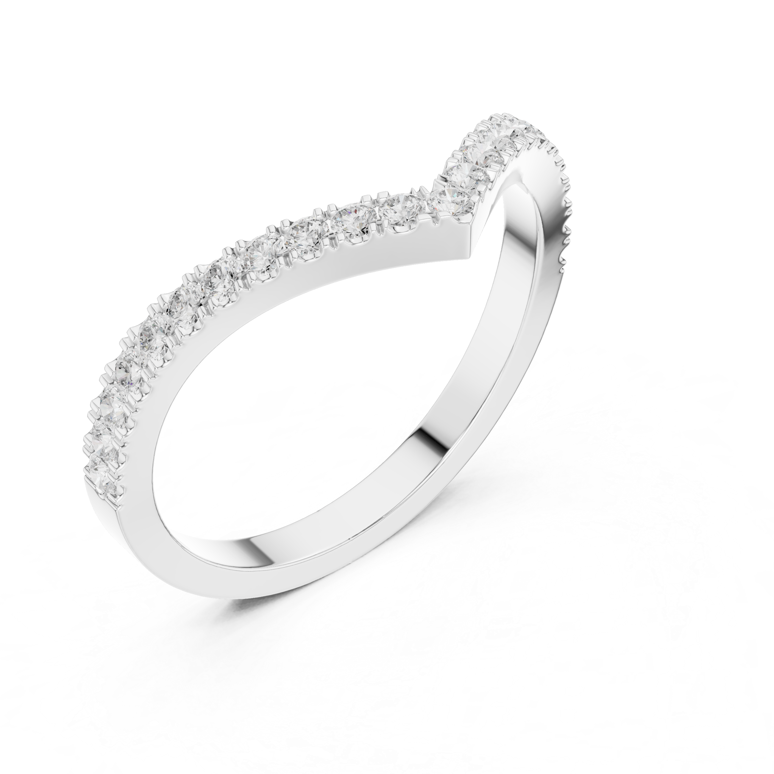 Chevron Diamond Wedding Band – V-Shaped Stackable Ring | Minimalist Curved Bridal Band