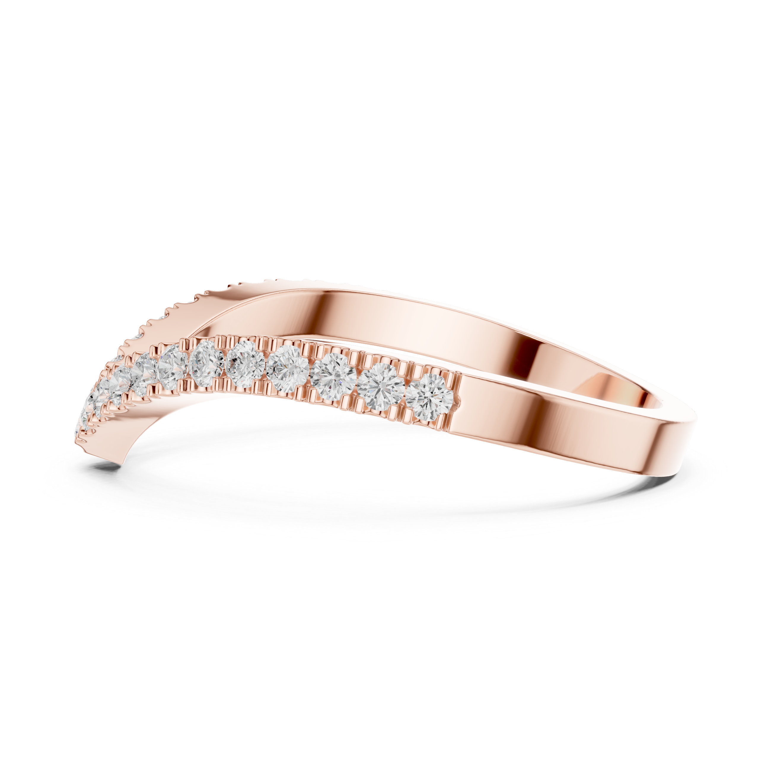 Chevron Diamond Wedding Band – V-Shaped Stackable Ring | Minimalist Curved Bridal Band