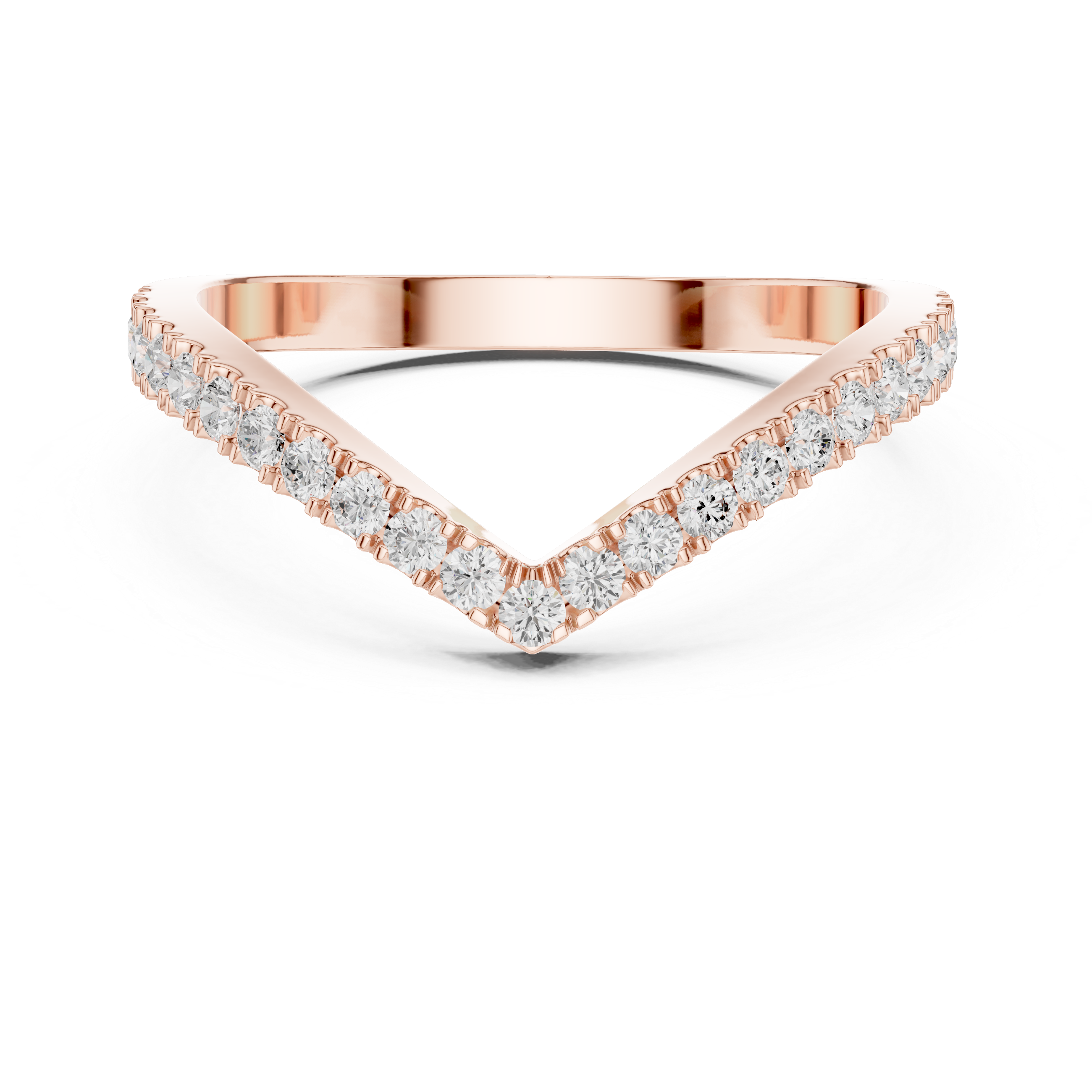 Chevron Diamond Wedding Band – V-Shaped Stackable Ring | Minimalist Curved Bridal Band