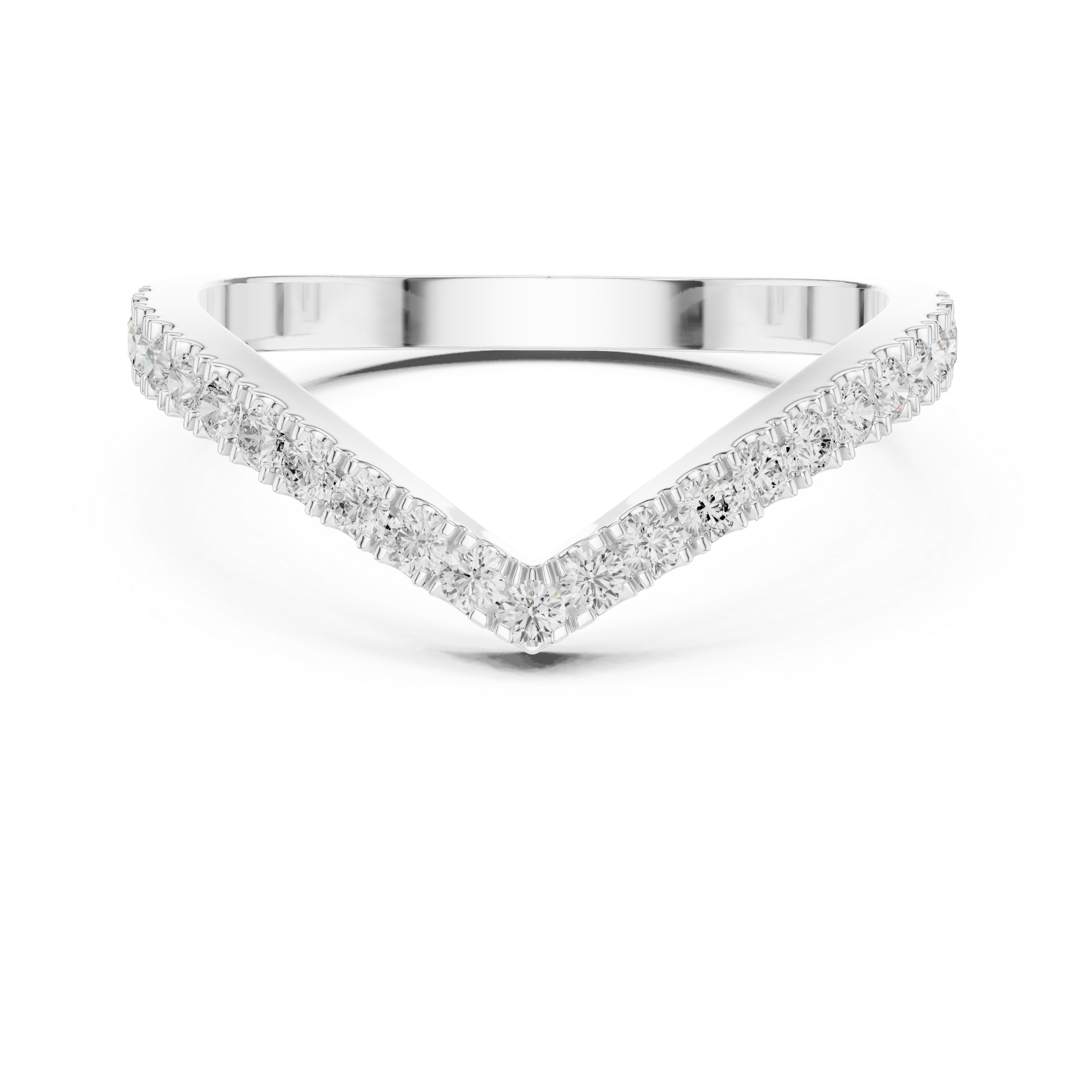 Chevron Diamond Wedding Band – V-Shaped Stackable Ring | Minimalist Curved Bridal Band