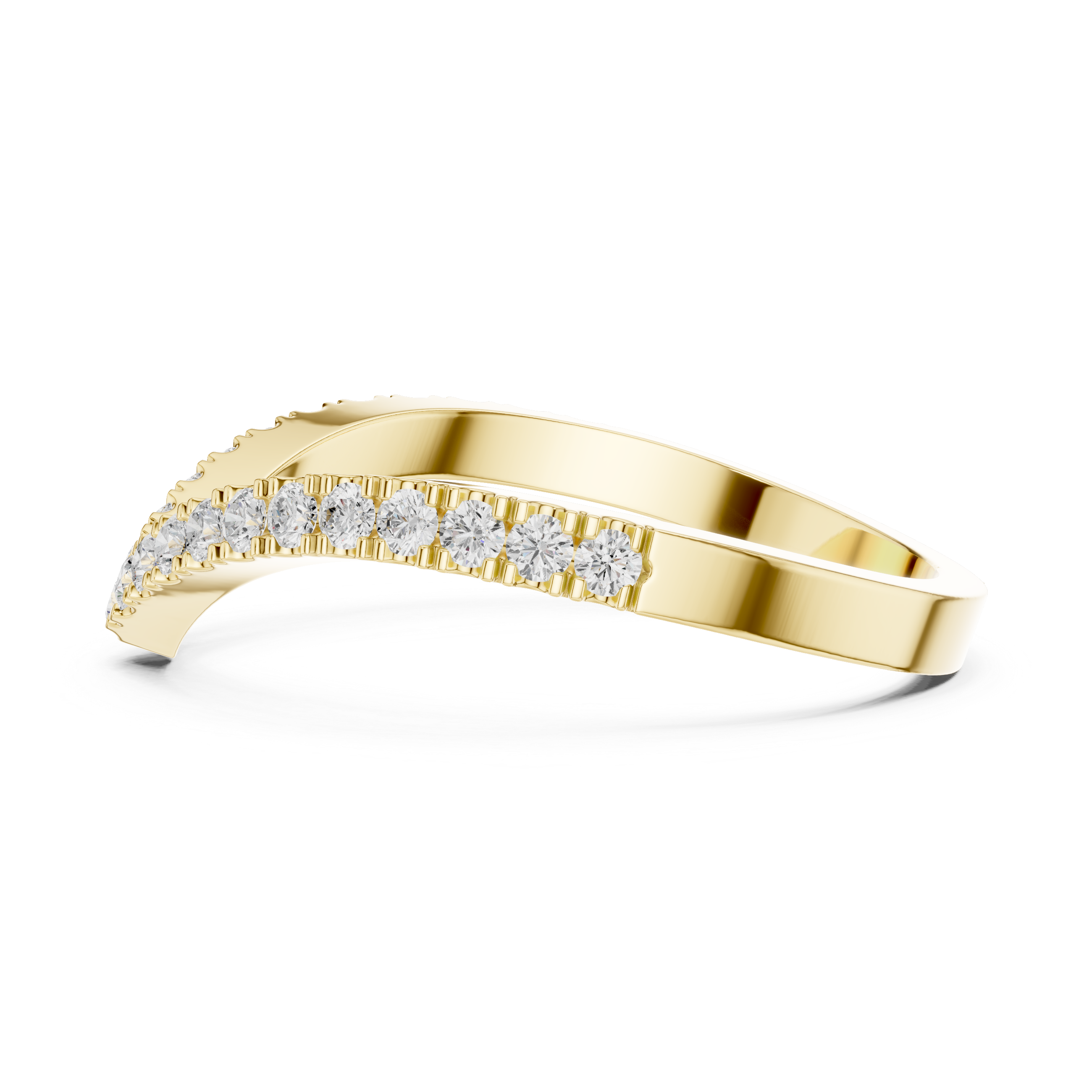 Chevron Diamond Wedding Band – V-Shaped Stackable Ring | Minimalist Curved Bridal Band