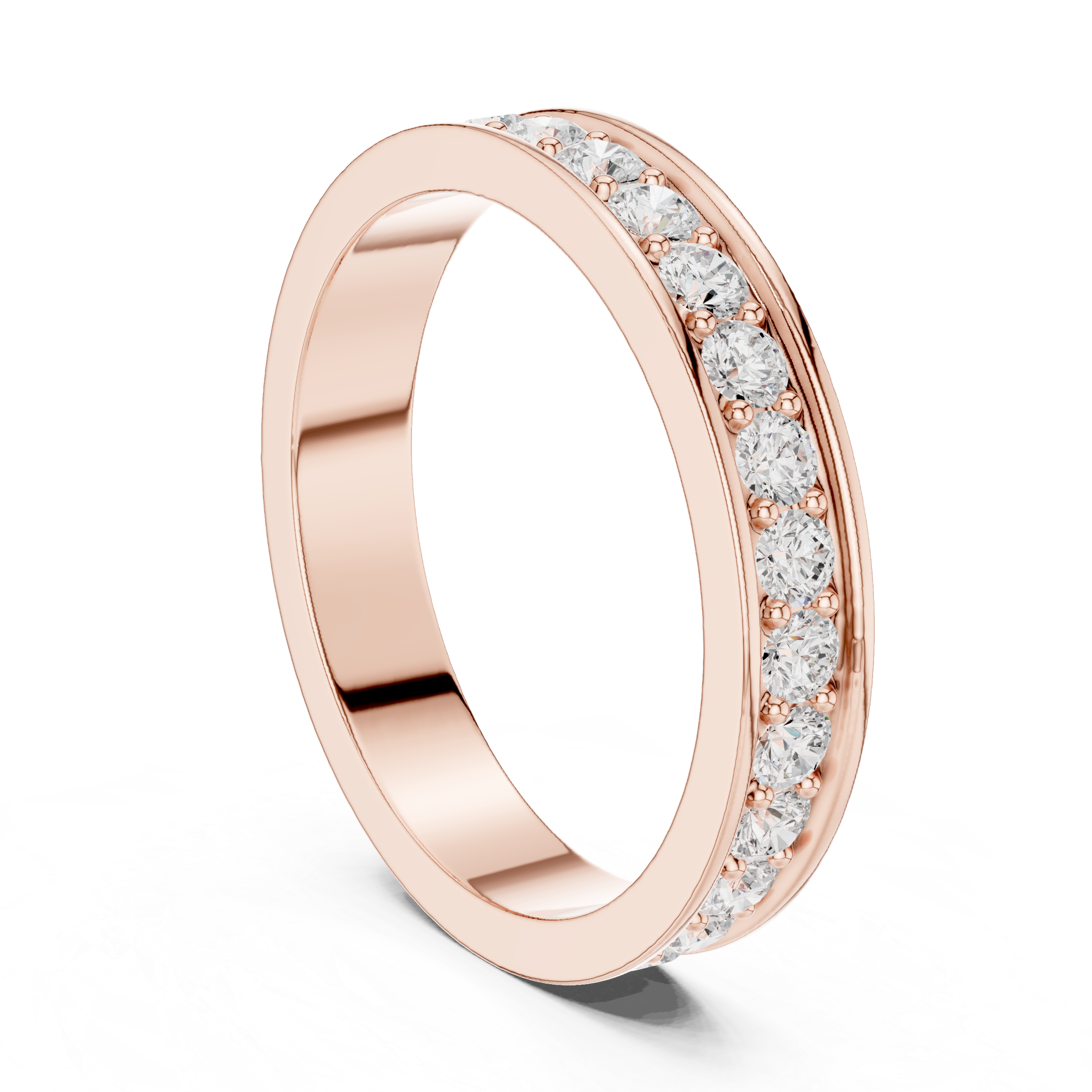 Round Cut Channel Style Eternity Ring – Diamond Wedding Band | Stackable Anniversary Ring