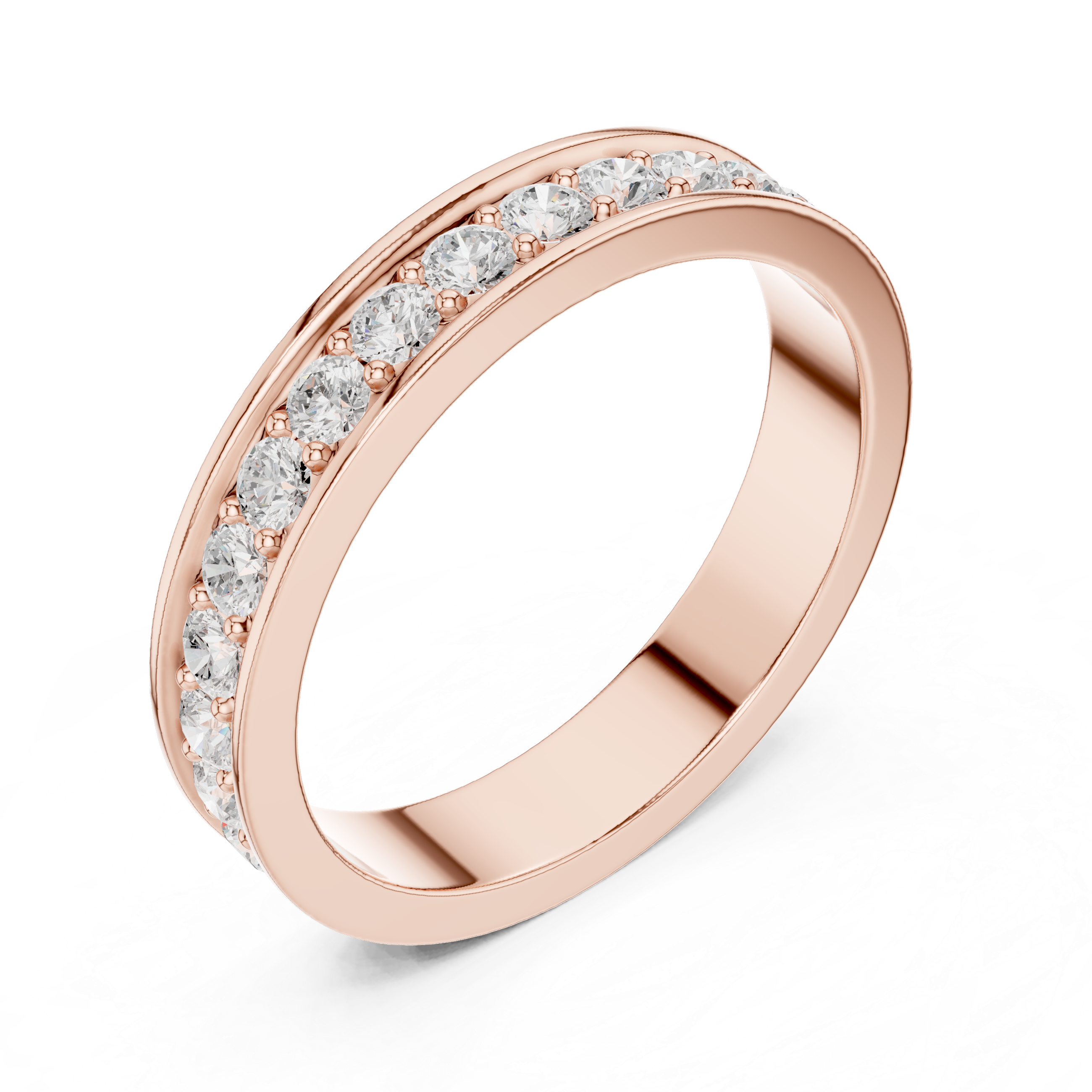 Round Cut Channel Style Eternity Ring – Diamond Wedding Band | Stackable Anniversary Ring