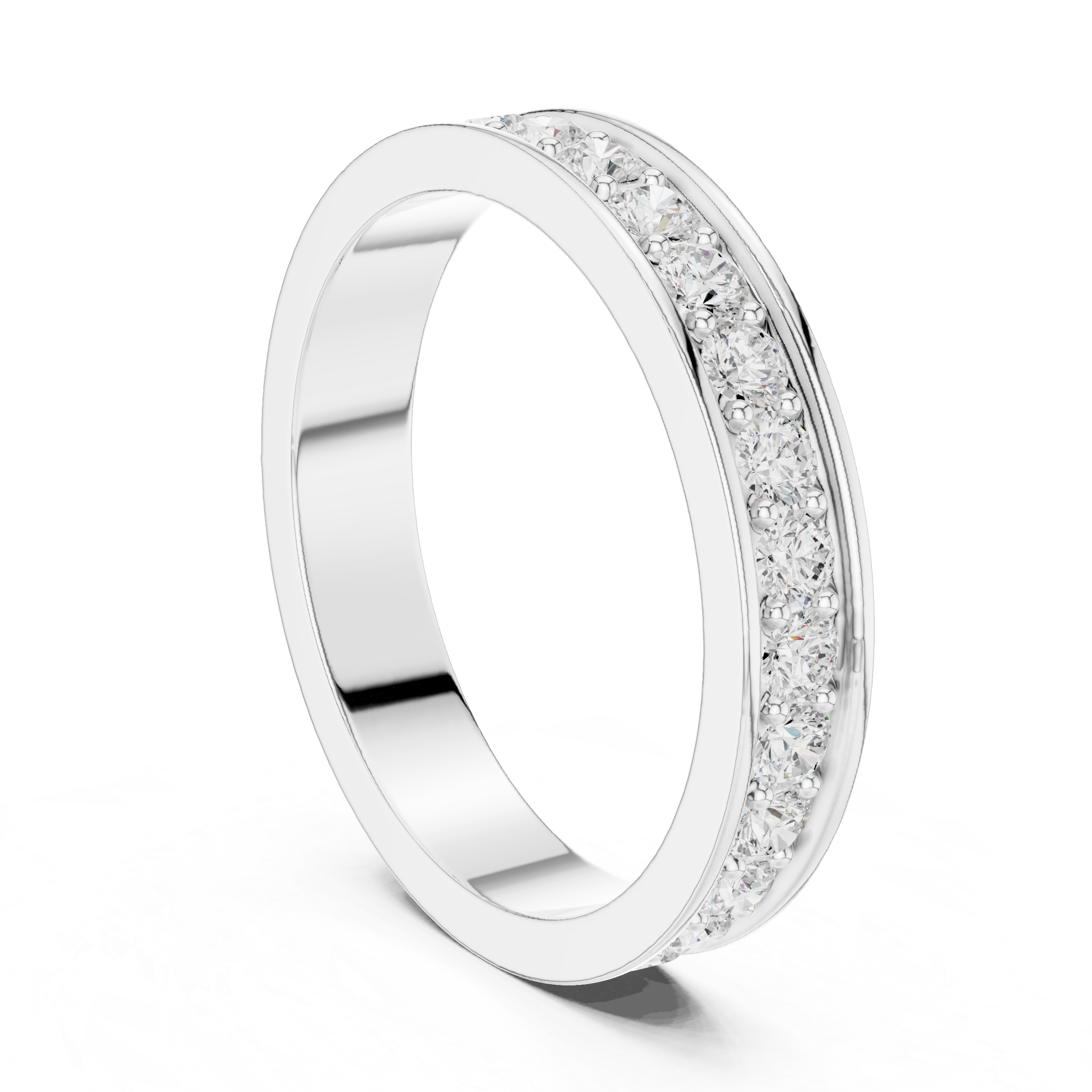 Round Cut Channel Style Eternity Ring – Diamond Wedding Band | Stackable Anniversary Ring