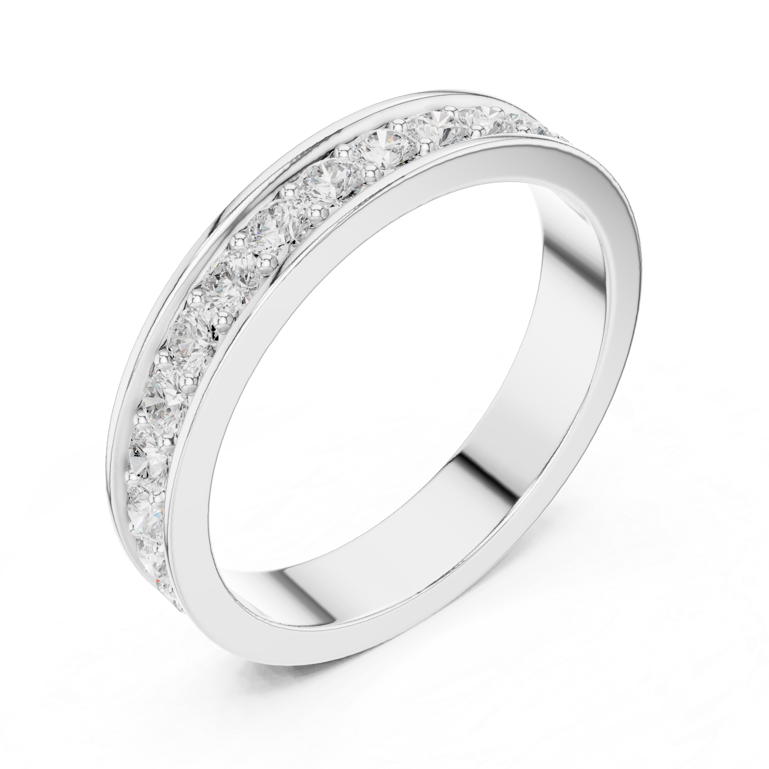 Round Cut Channel Style Eternity Ring – Diamond Wedding Band | Stackable Anniversary Ring
