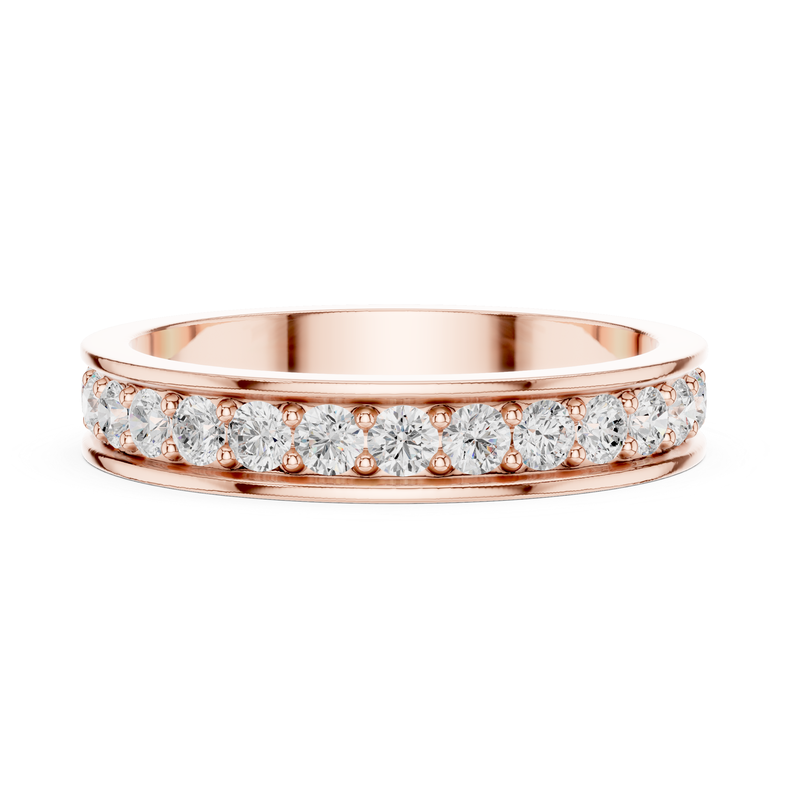 Round Cut Channel Style Eternity Ring – Diamond Wedding Band | Stackable Anniversary Ring