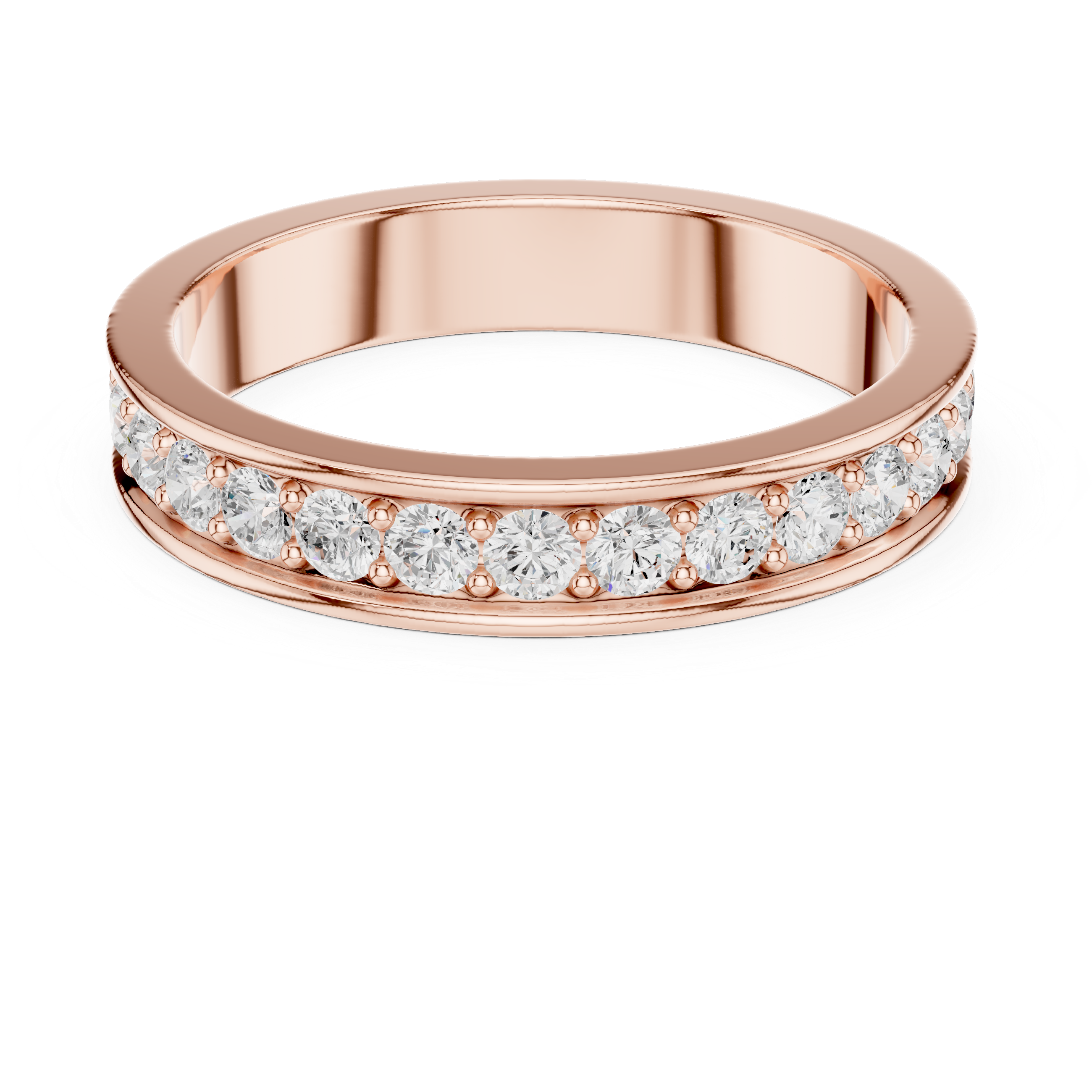 Round Cut Channel Style Eternity Ring – Diamond Wedding Band | Stackable Anniversary Ring