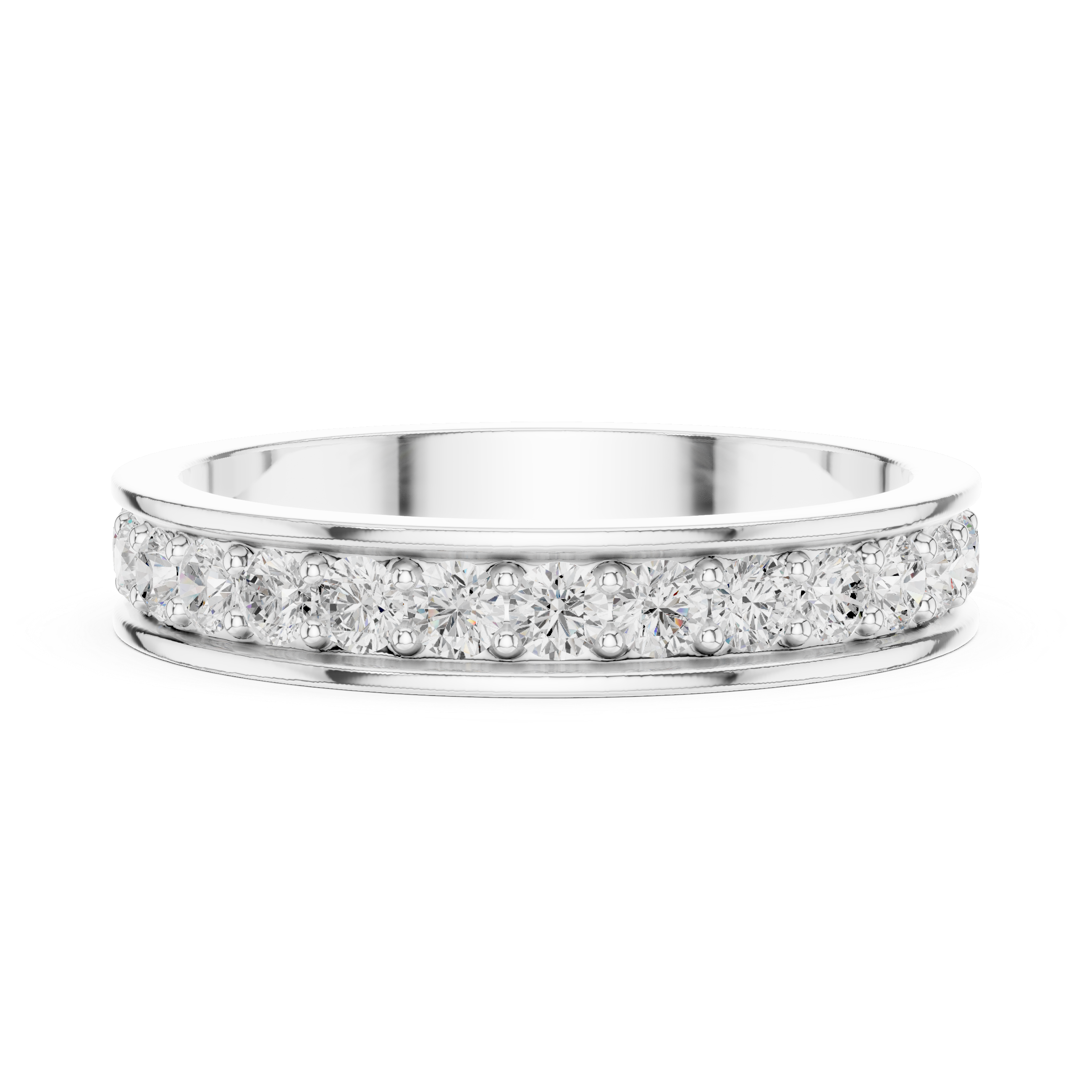 Round Cut Channel Style Eternity Ring – Diamond Wedding Band | Stackable Anniversary Ring