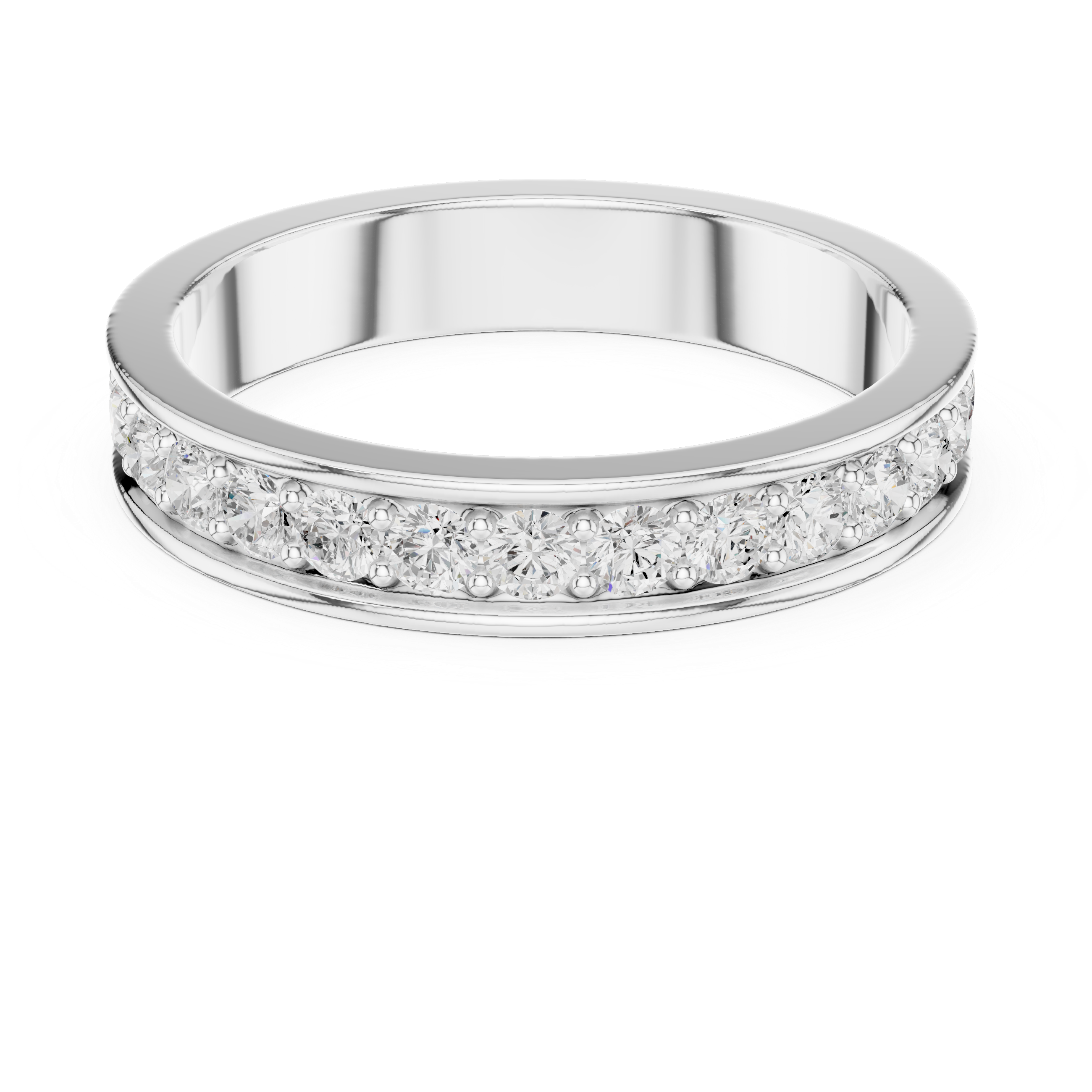 Round Cut Channel Style Eternity Ring – Diamond Wedding Band | Stackable Anniversary Ring