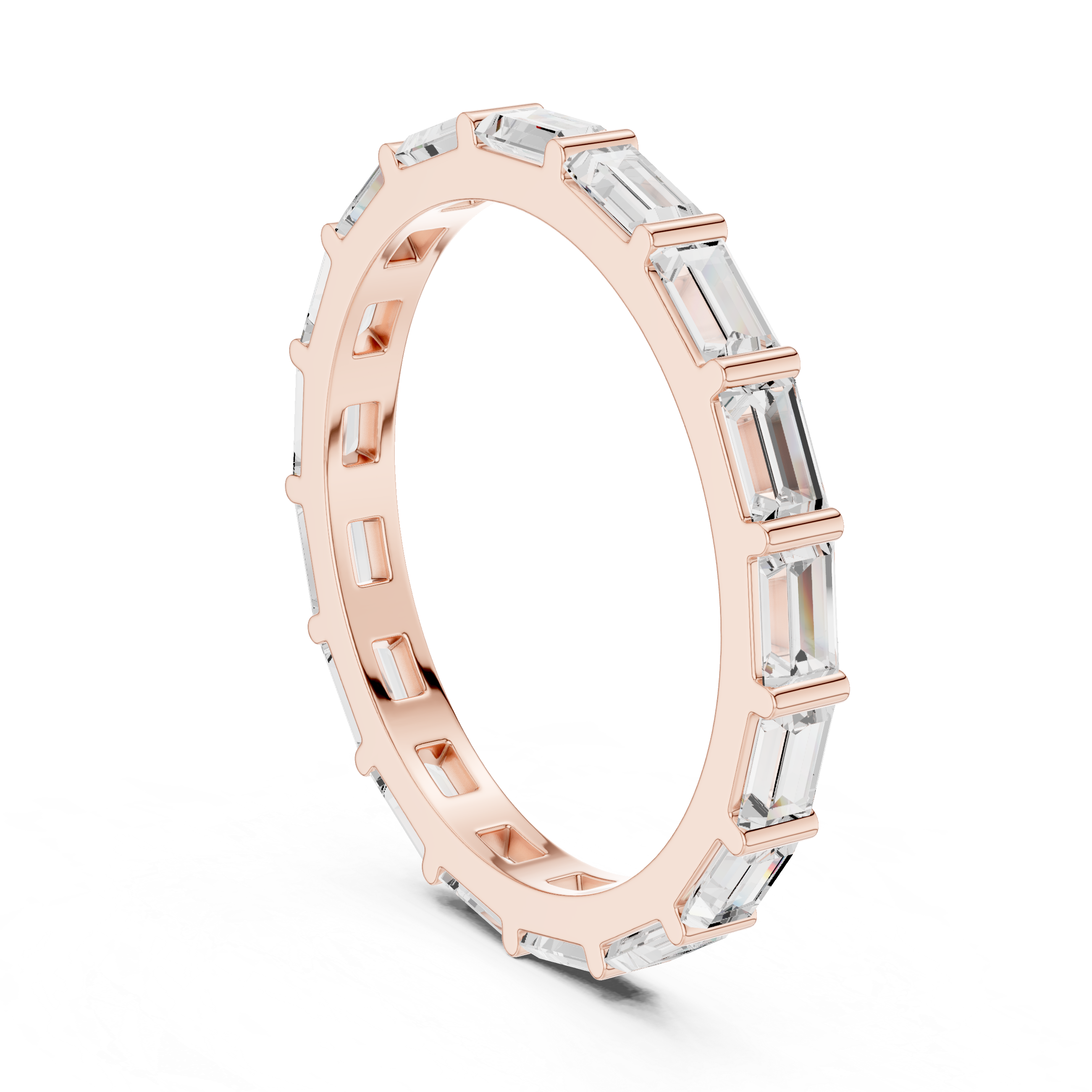 Emerald Cut Full Eternity Ring – Baguette Diamond Wedding Band | Minimalist Stackable Eternity Ring