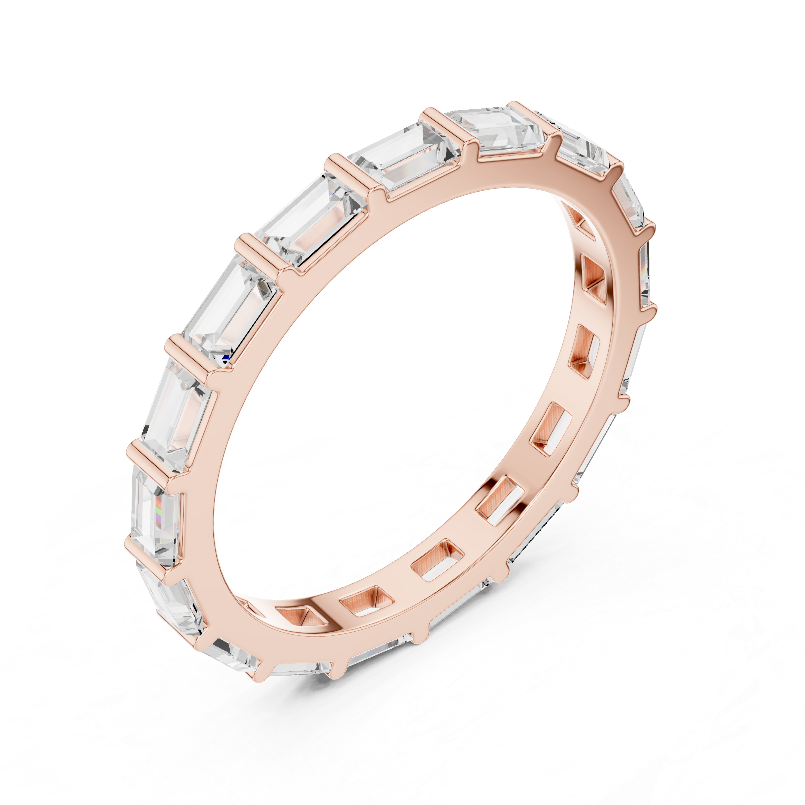 Emerald Cut Full Eternity Ring – Baguette Diamond Wedding Band | Minimalist Stackable Eternity Ring