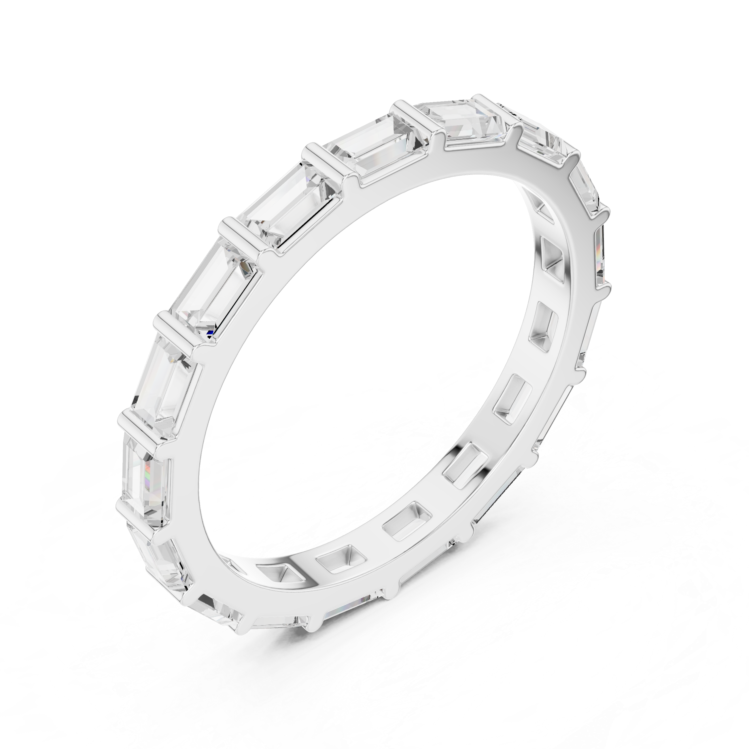 Emerald Cut Full Eternity Ring – Baguette Diamond Wedding Band | Minimalist Stackable Eternity Ring