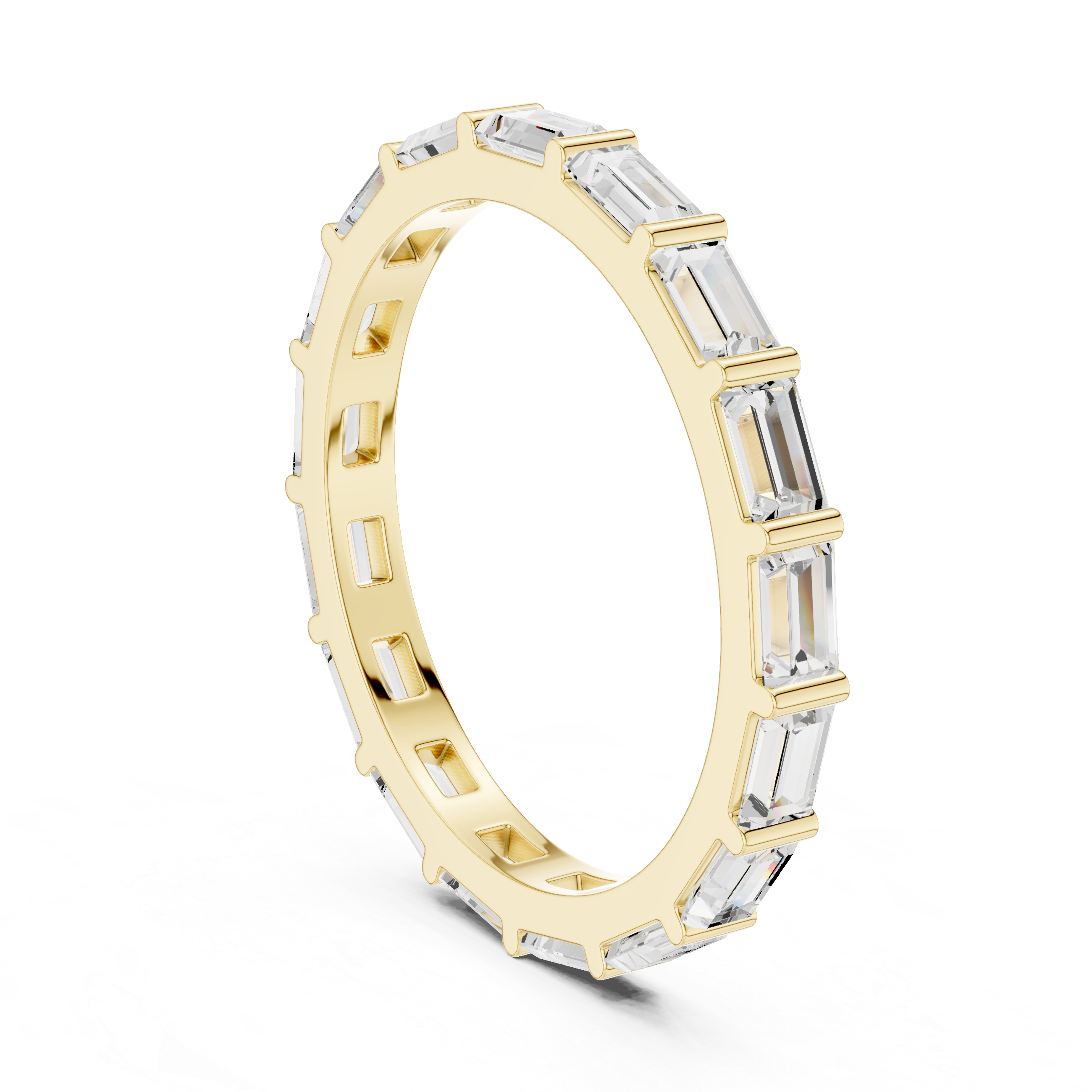 Emerald Cut Full Eternity Ring – Baguette Diamond Wedding Band | Minimalist Stackable Eternity Ring