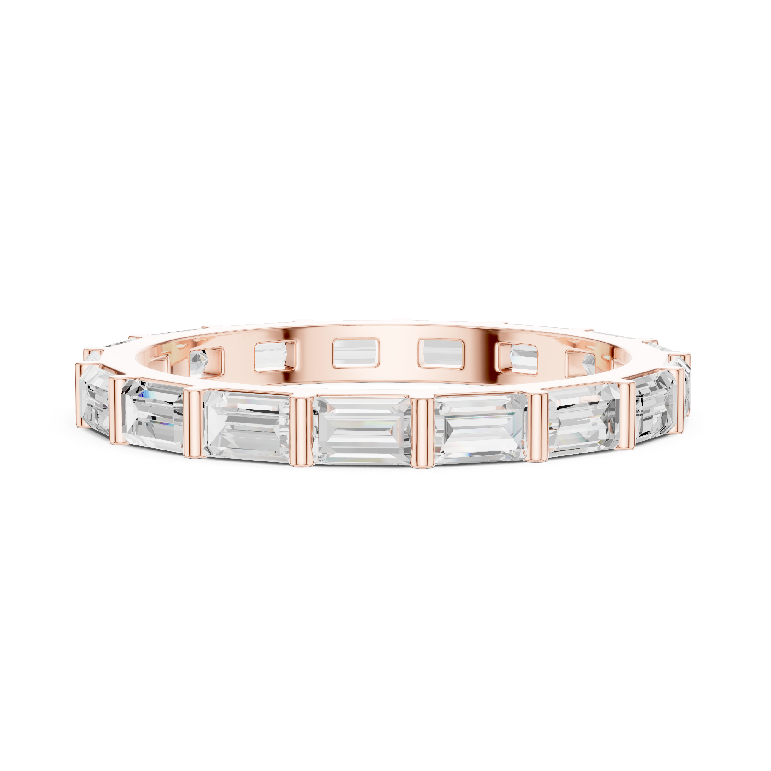 Emerald Cut Full Eternity Ring – Baguette Diamond Wedding Band | Minimalist Stackable Eternity Ring