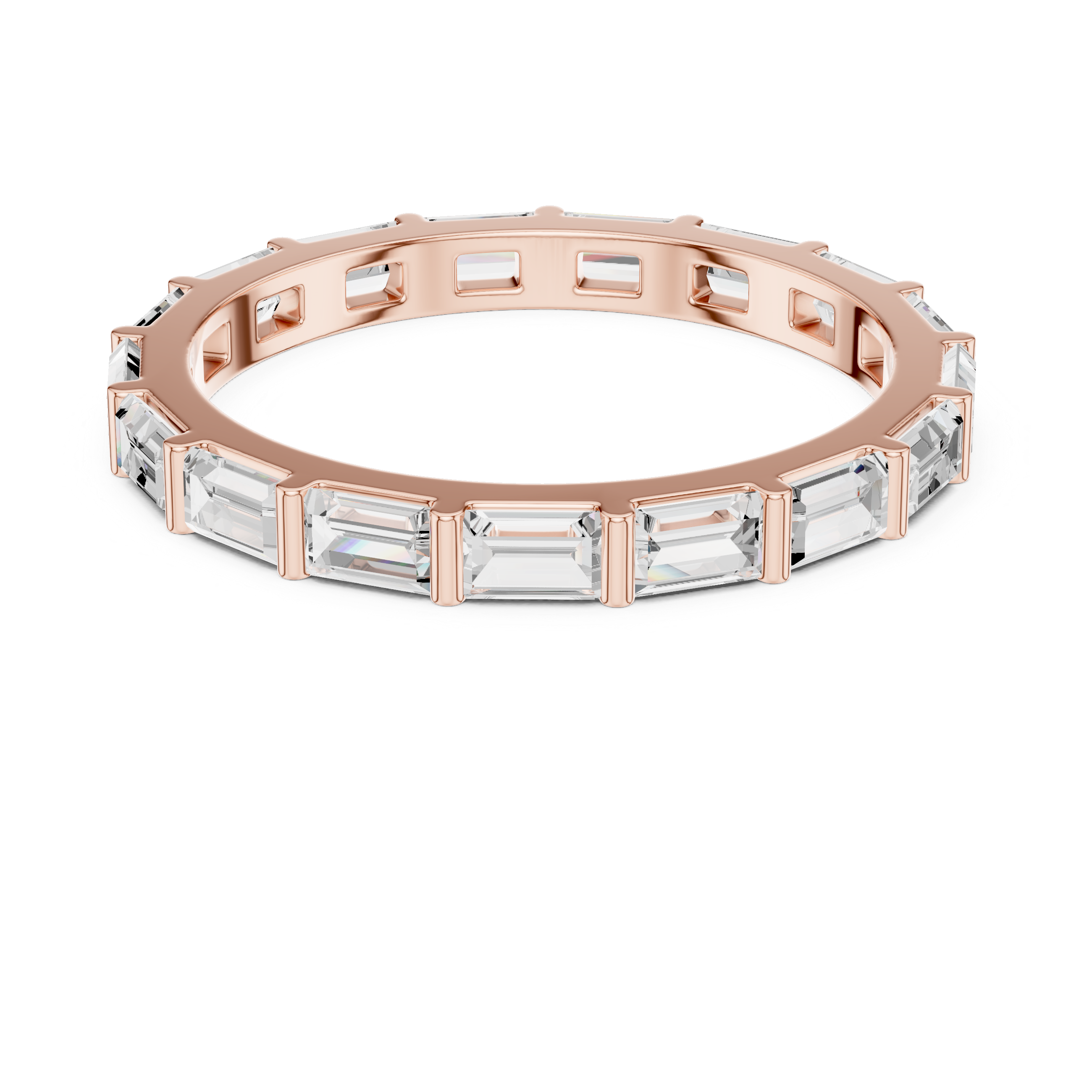 Emerald Cut Full Eternity Ring – Baguette Diamond Wedding Band | Minimalist Stackable Eternity Ring