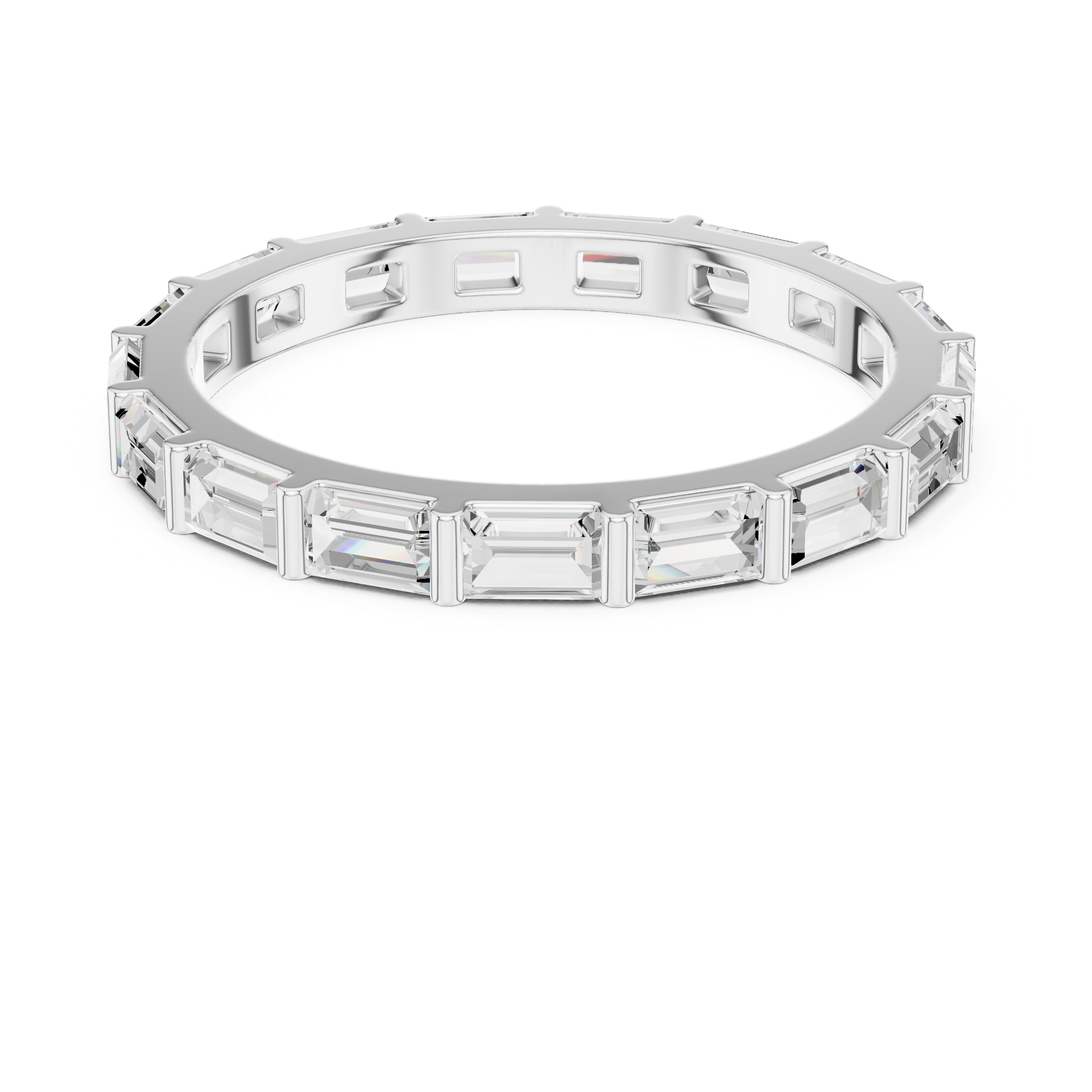 Emerald Cut Full Eternity Ring – Baguette Diamond Wedding Band | Minimalist Stackable Eternity Ring