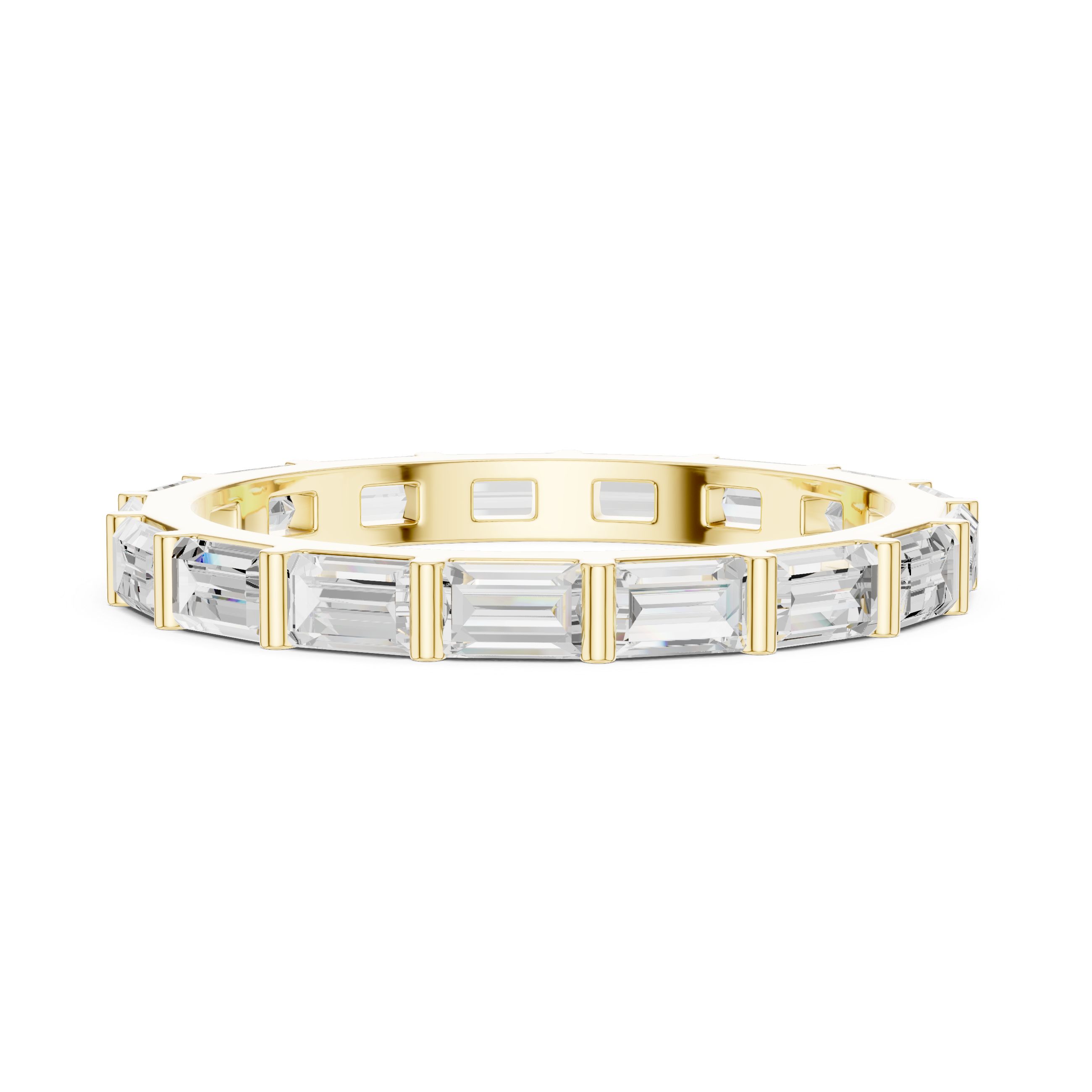 Emerald Cut Full Eternity Ring – Baguette Diamond Wedding Band | Minimalist Stackable Eternity Ring