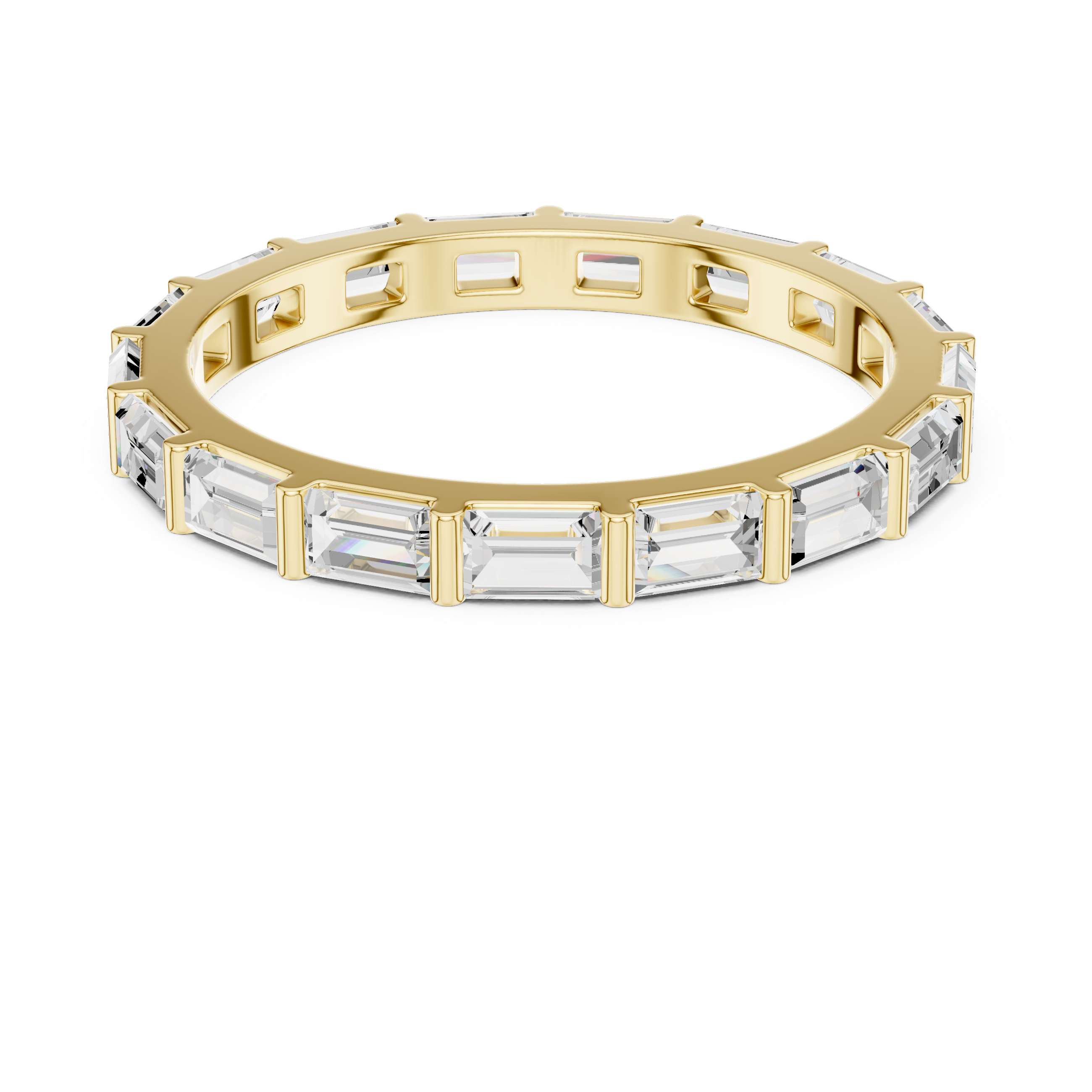 Emerald Cut Full Eternity Ring – Baguette Diamond Wedding Band | Minimalist Stackable Eternity Ring