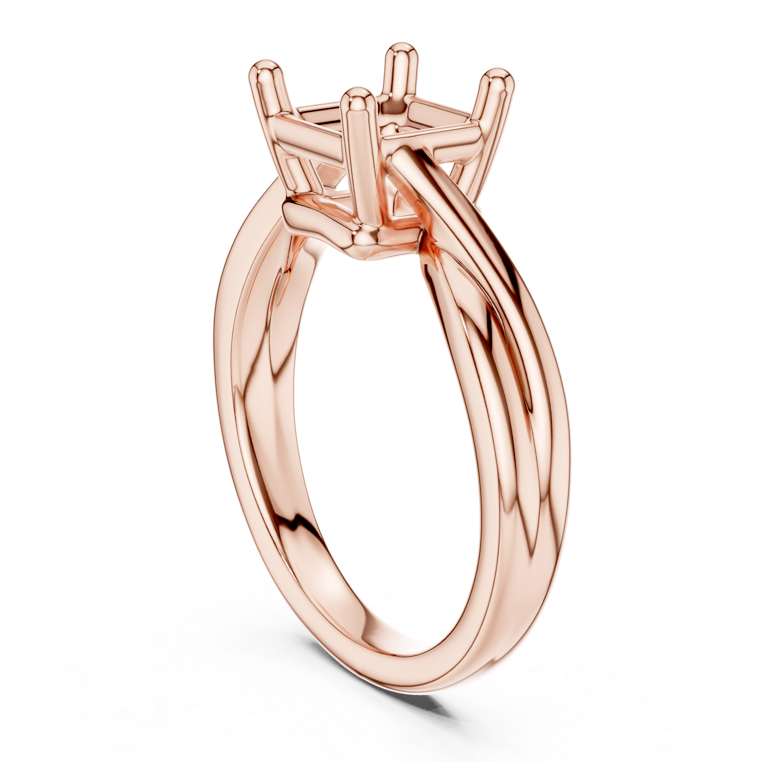 Twisted Band Asscher Cut Solitaire Ring – Modern Elegant Design