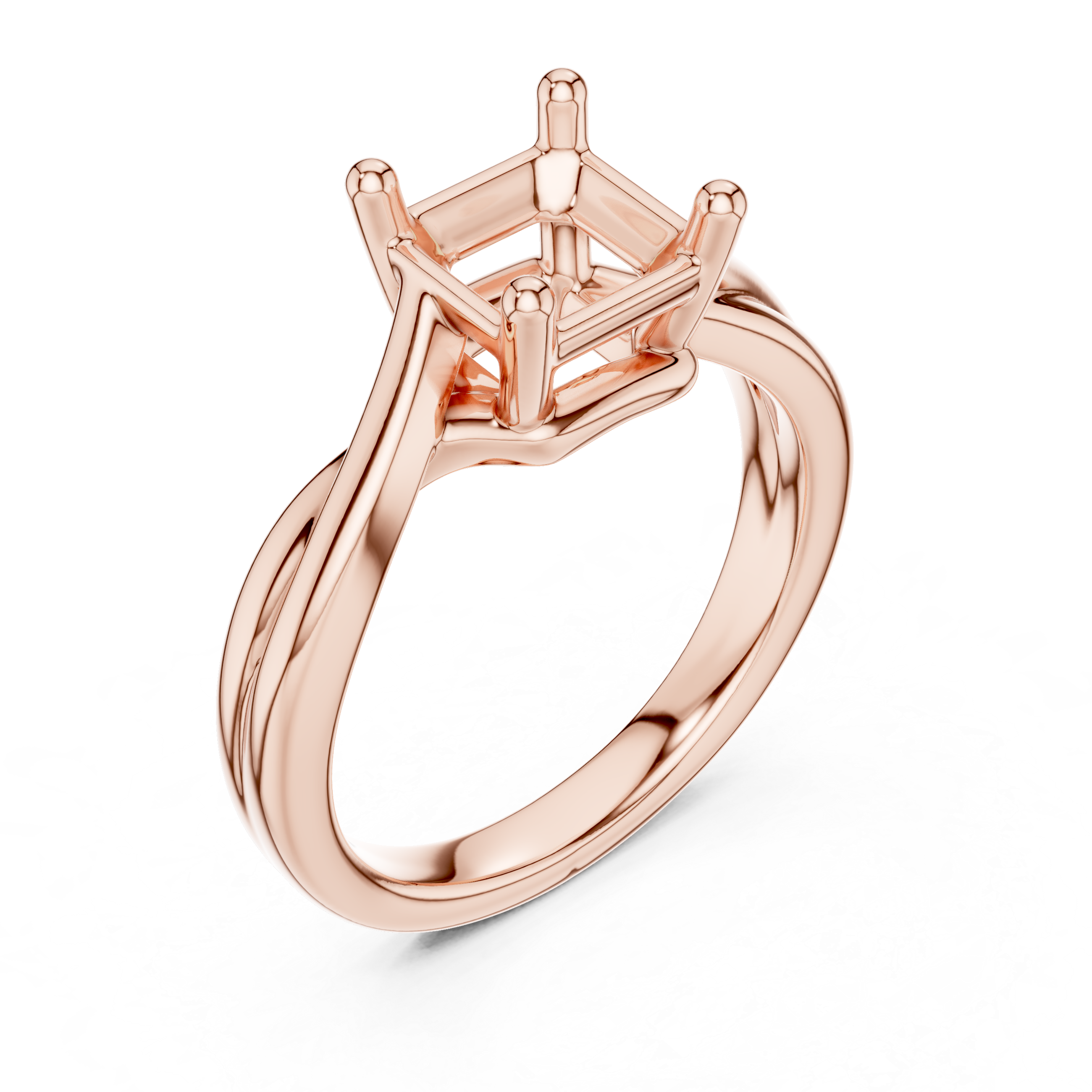 Twisted Band Asscher Cut Solitaire Ring – Modern Elegant Design