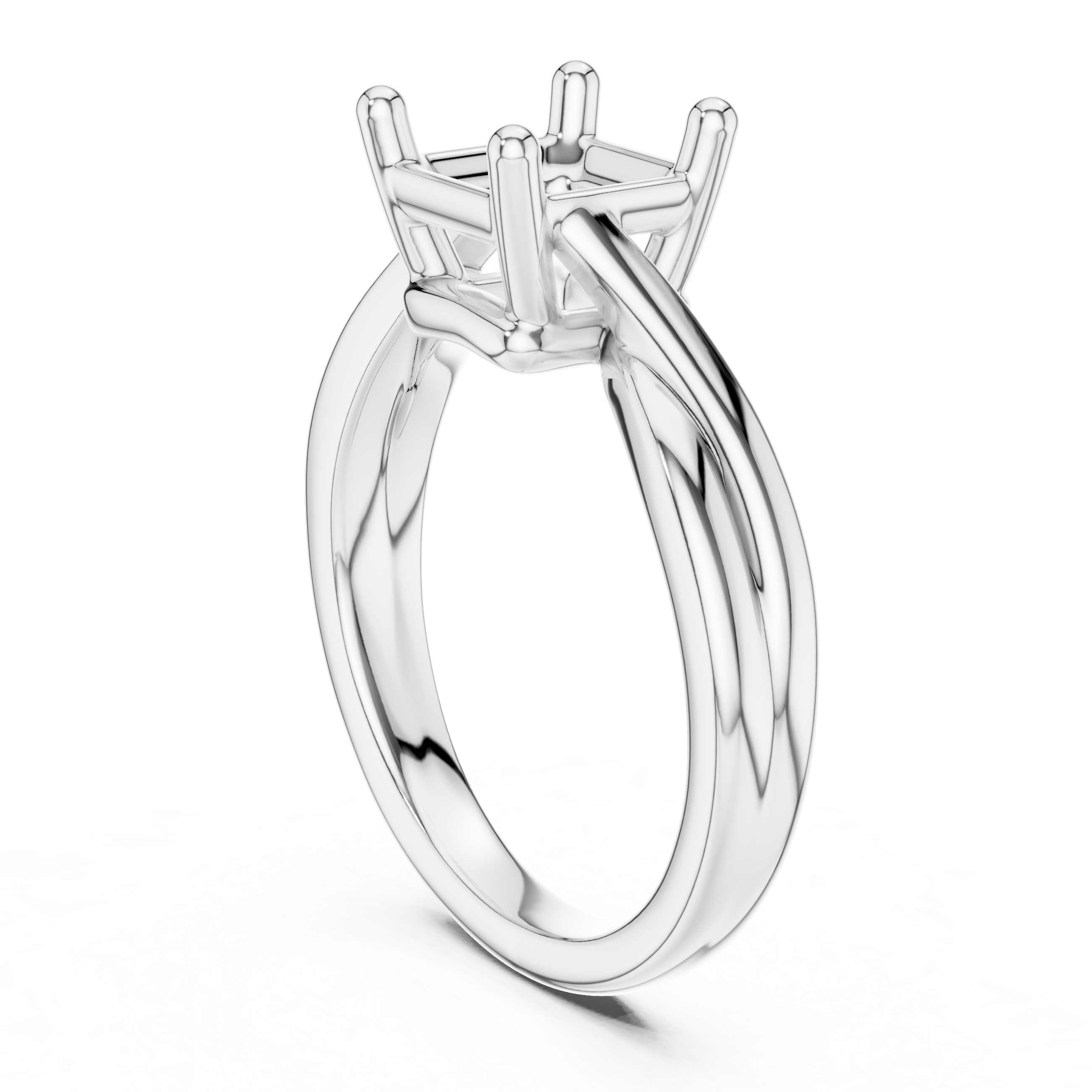 Twisted Band Asscher Cut Solitaire Ring – Modern Elegant Design