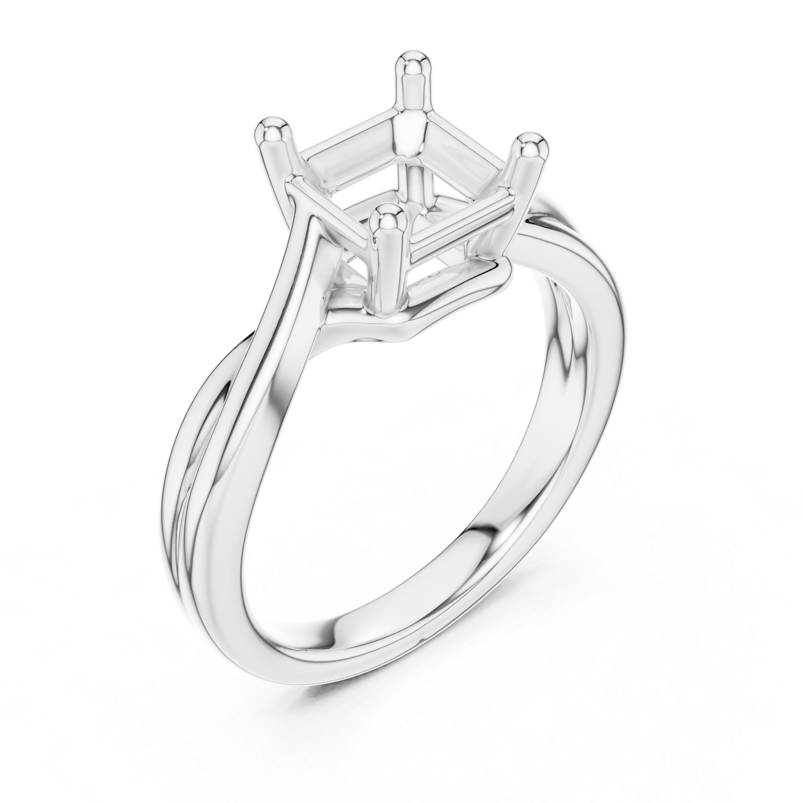 Twisted Band Asscher Cut Solitaire Ring – Modern Elegant Design