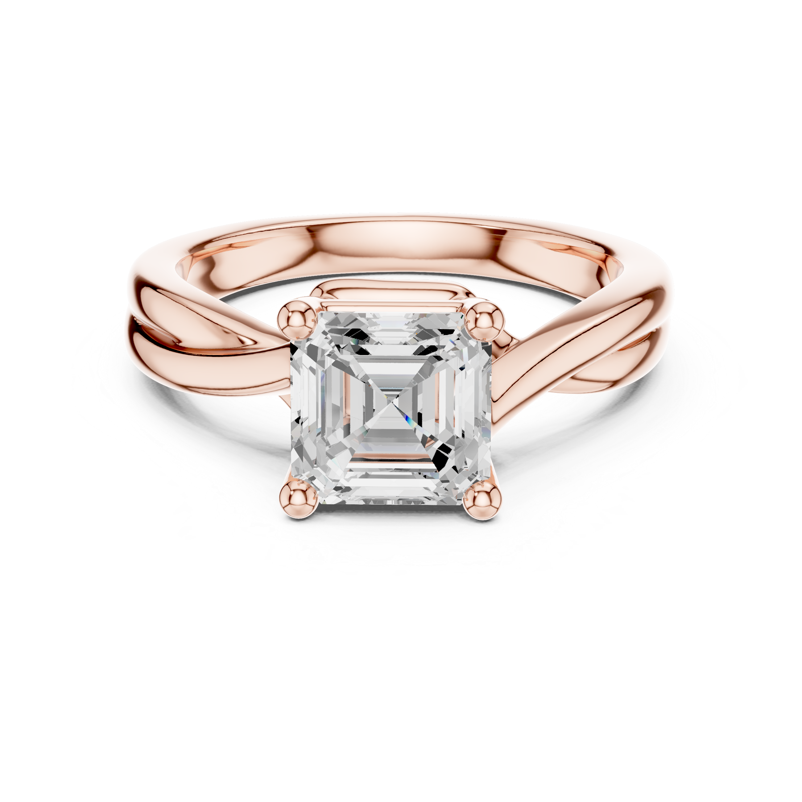 Twisted Band Asscher Cut Solitaire Ring – Modern Elegant Design
