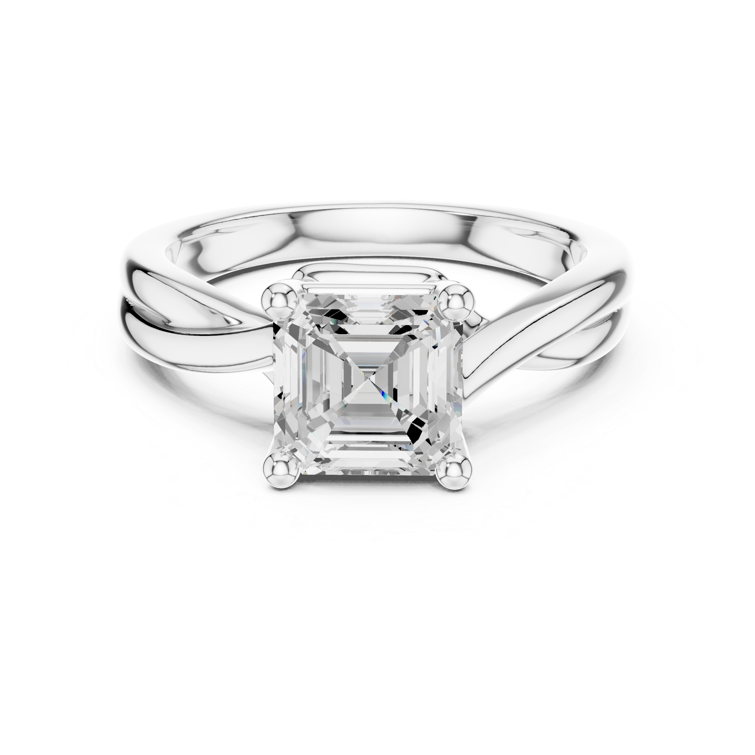 Twisted Band Asscher Cut Solitaire Ring – Modern Elegant Design