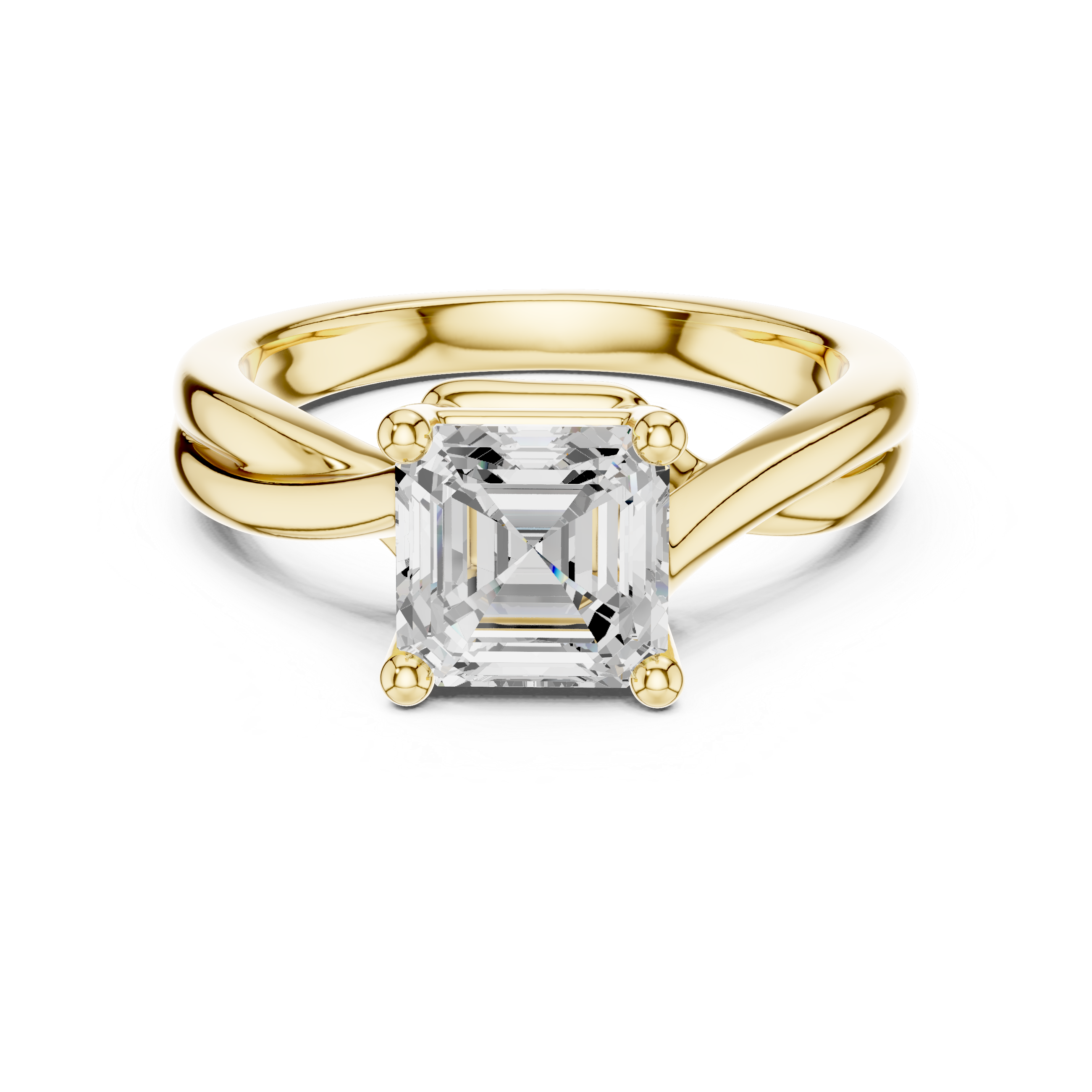Twisted Band Asscher Cut Solitaire Ring – Modern Elegant Design