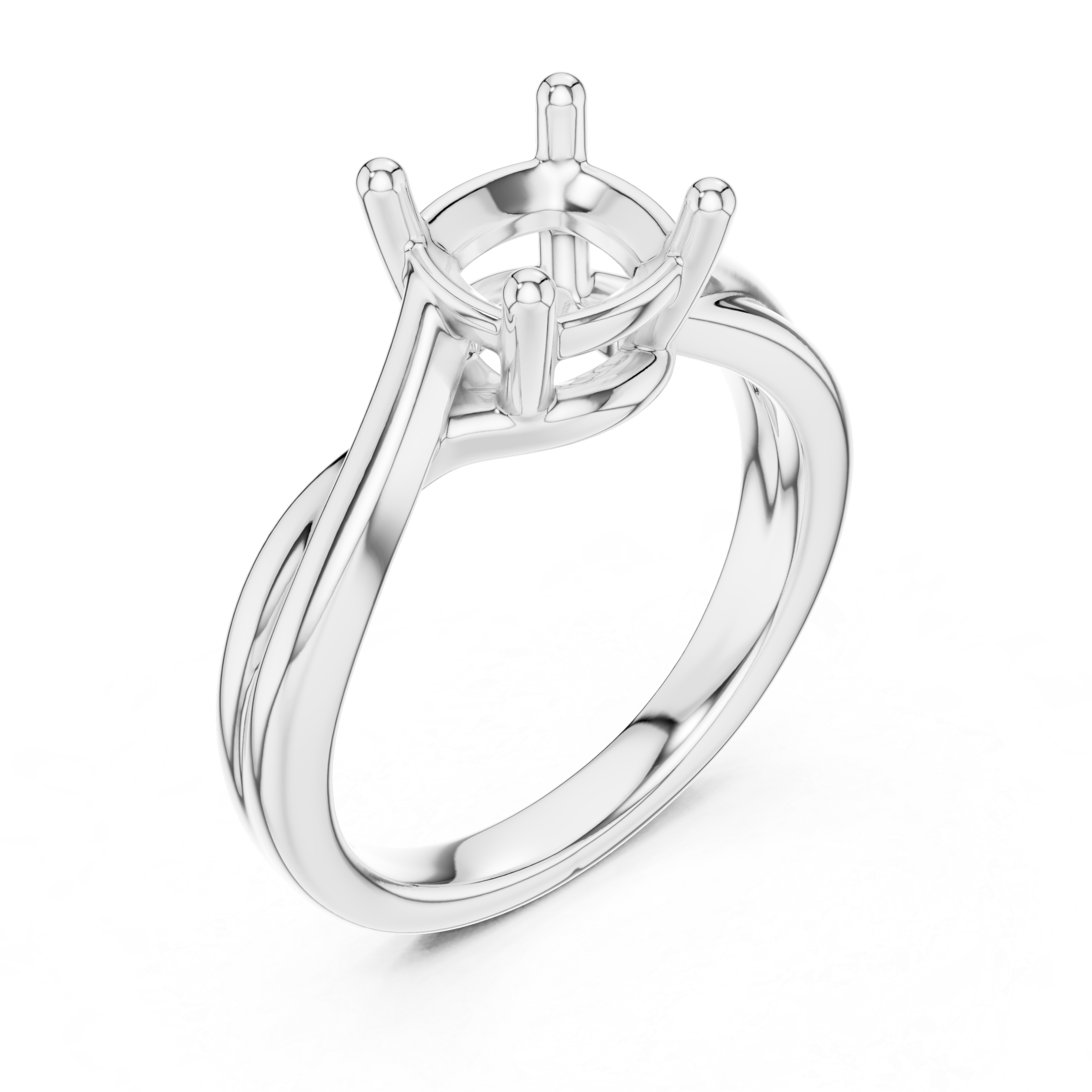 Twisted Band Cushion Cut Solitaire Ring – Modern Minimal Elegance