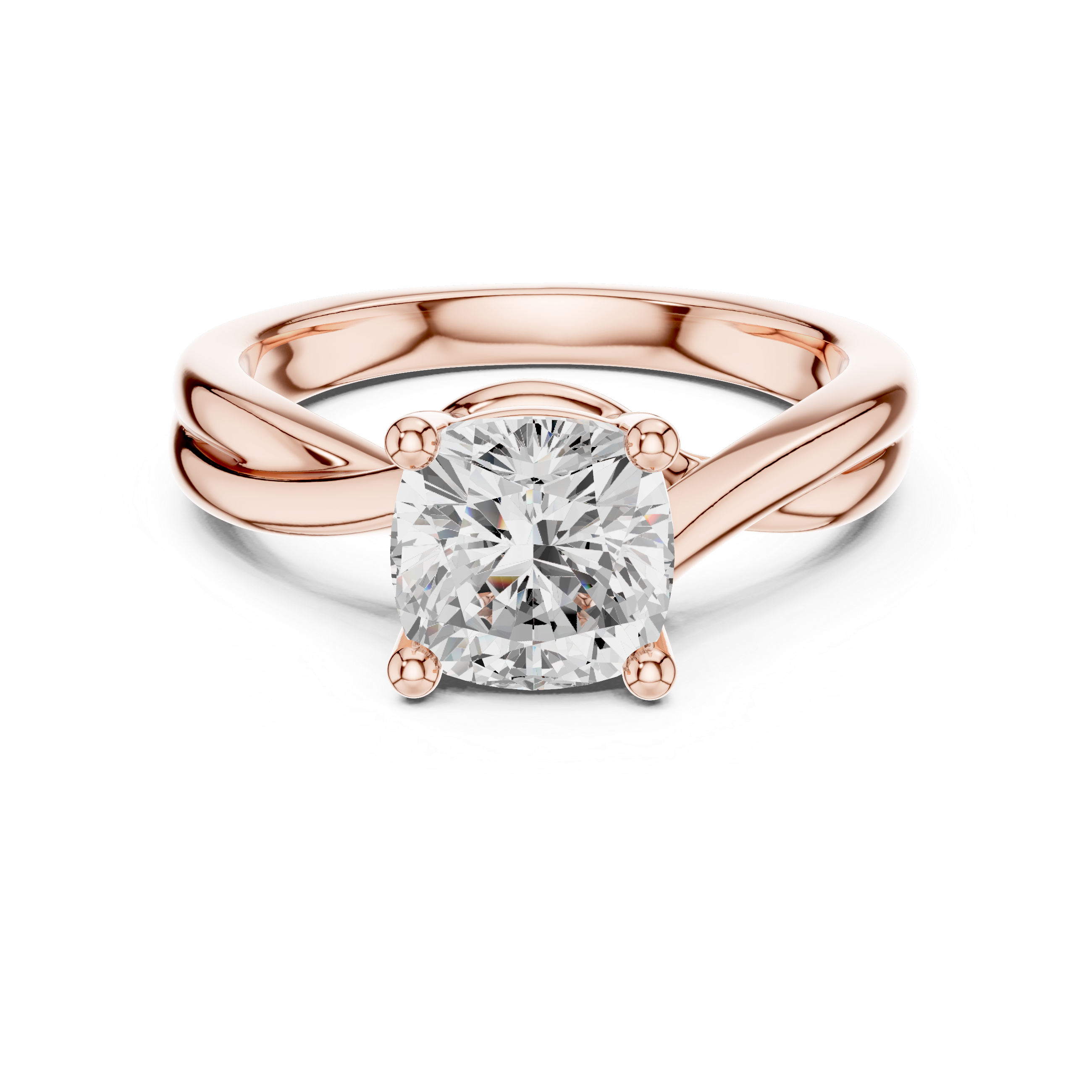 Twisted Band Cushion Cut Solitaire Ring – Modern Minimal Elegance