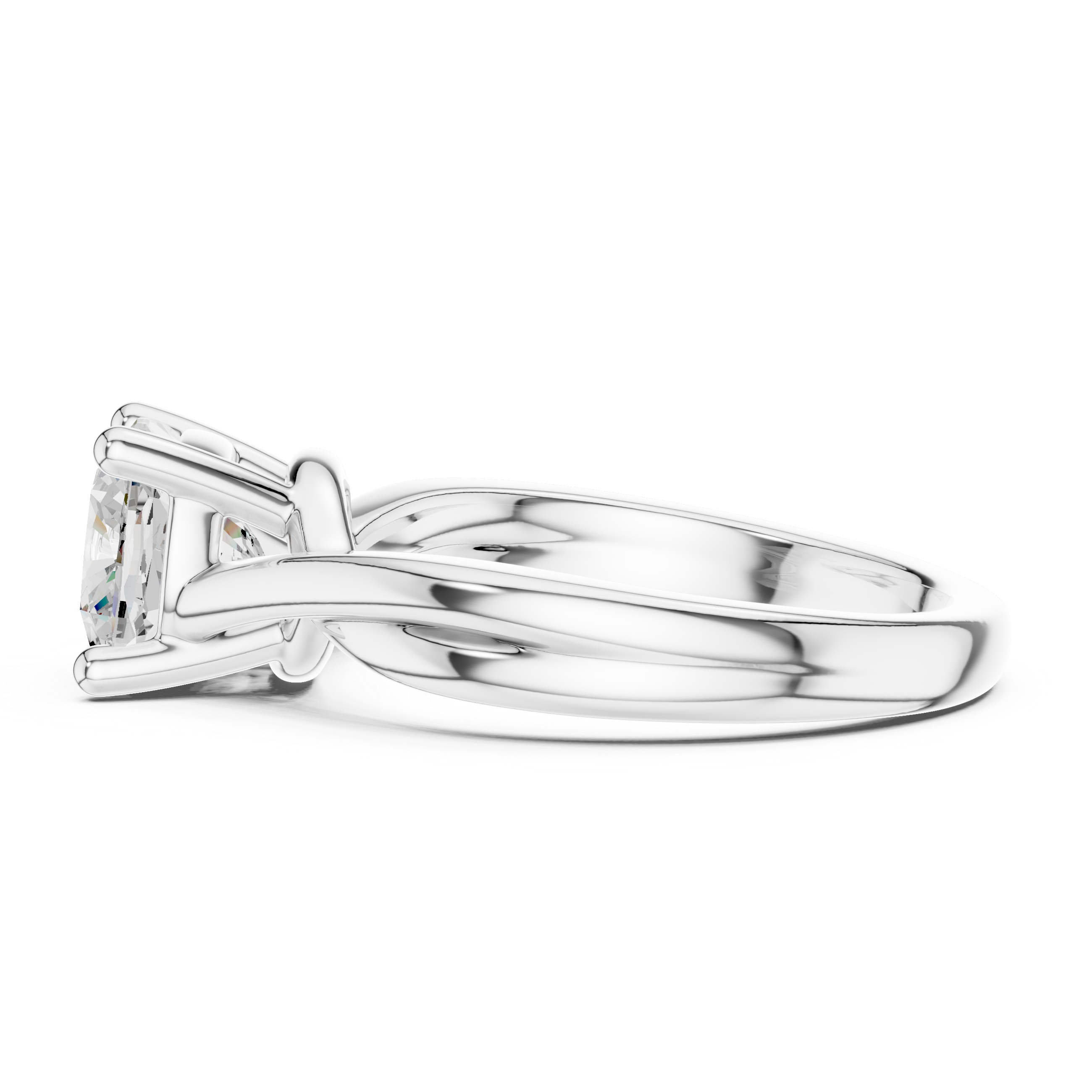 Twisted Band Cushion Cut Solitaire Ring – Modern Minimal Elegance