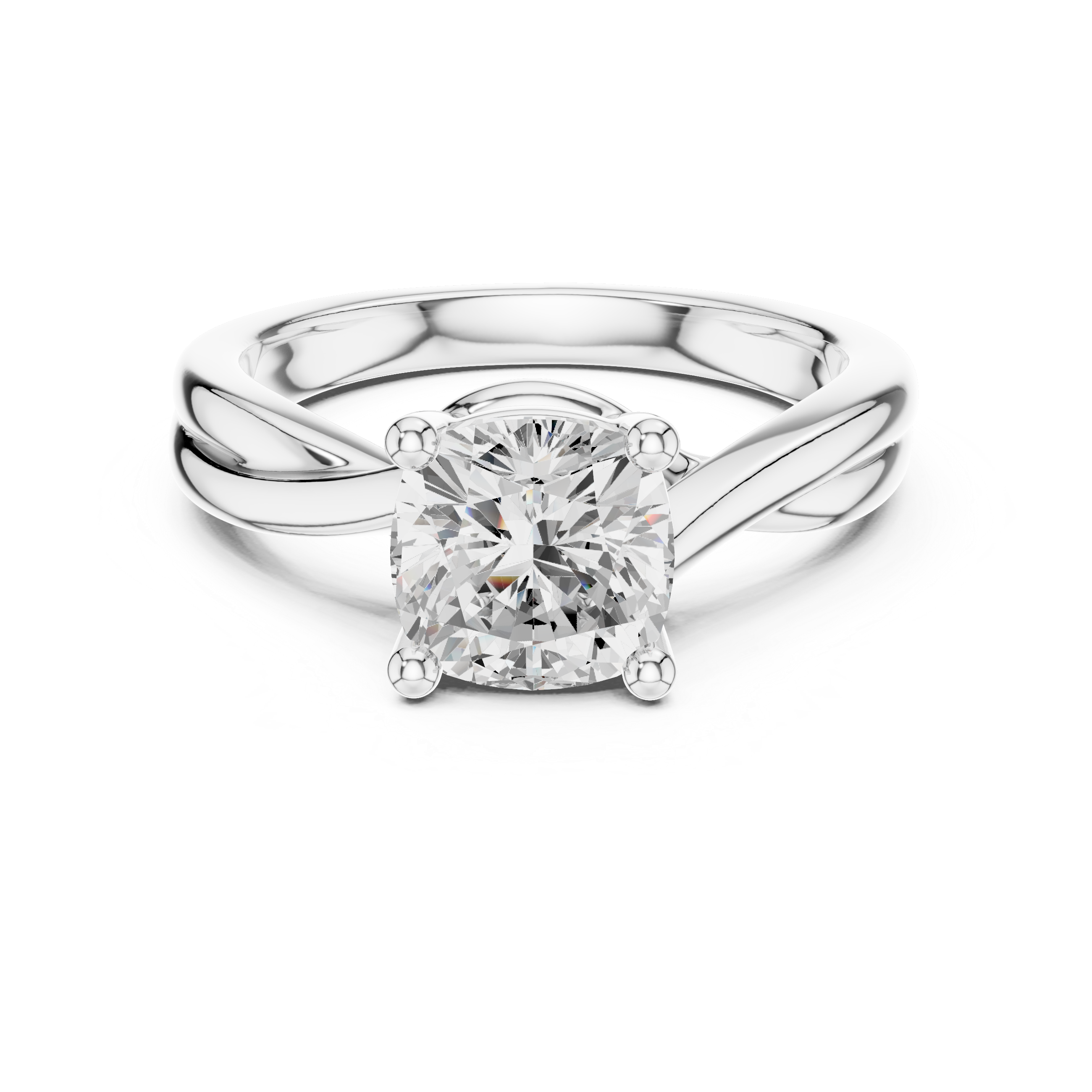 Twisted Band Cushion Cut Solitaire Ring – Modern Minimal Elegance