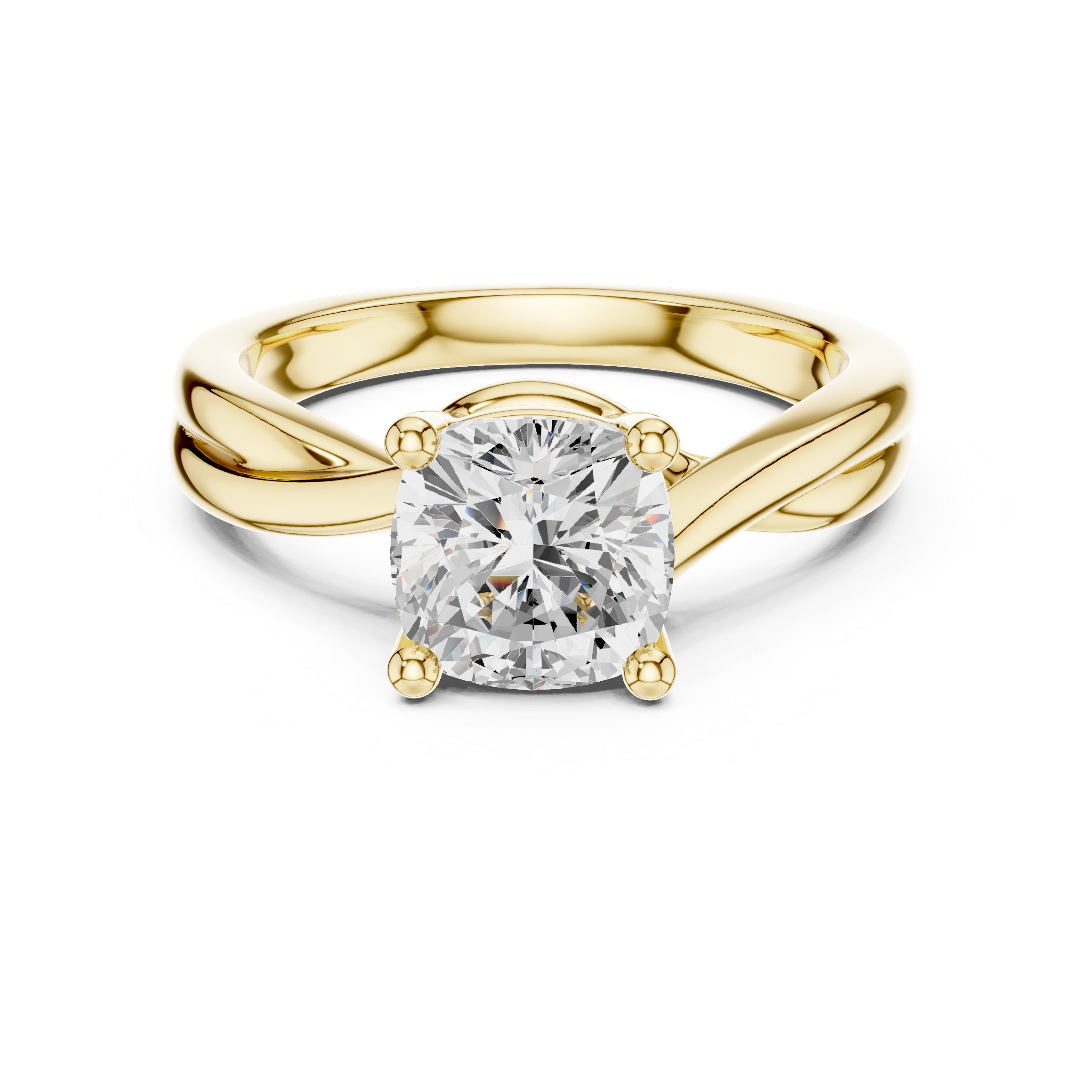 Twisted Band Cushion Cut Solitaire Ring – Modern Minimal Elegance