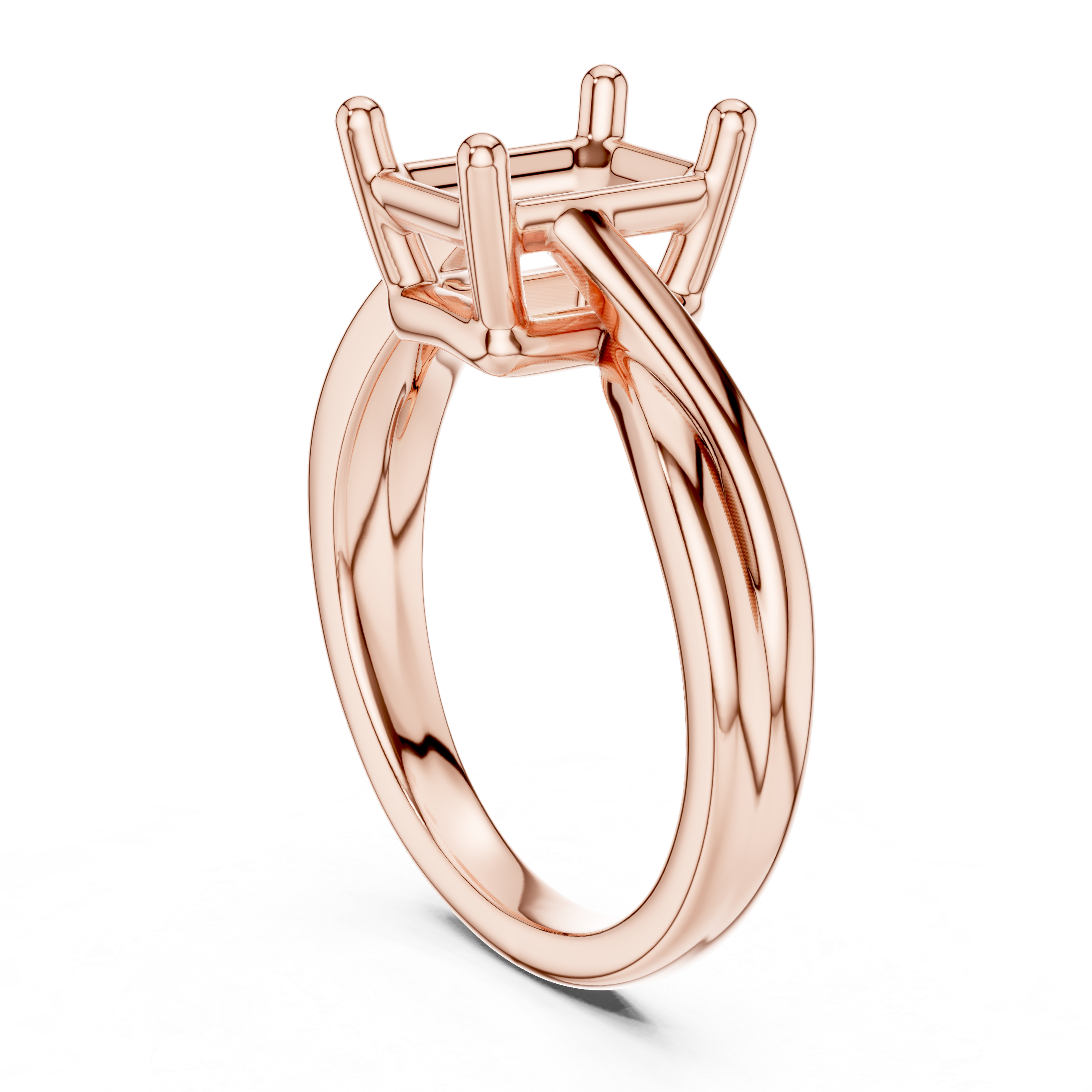 Twisted Band Emerald Cut Solitaire Ring – Contemporary Classic Design