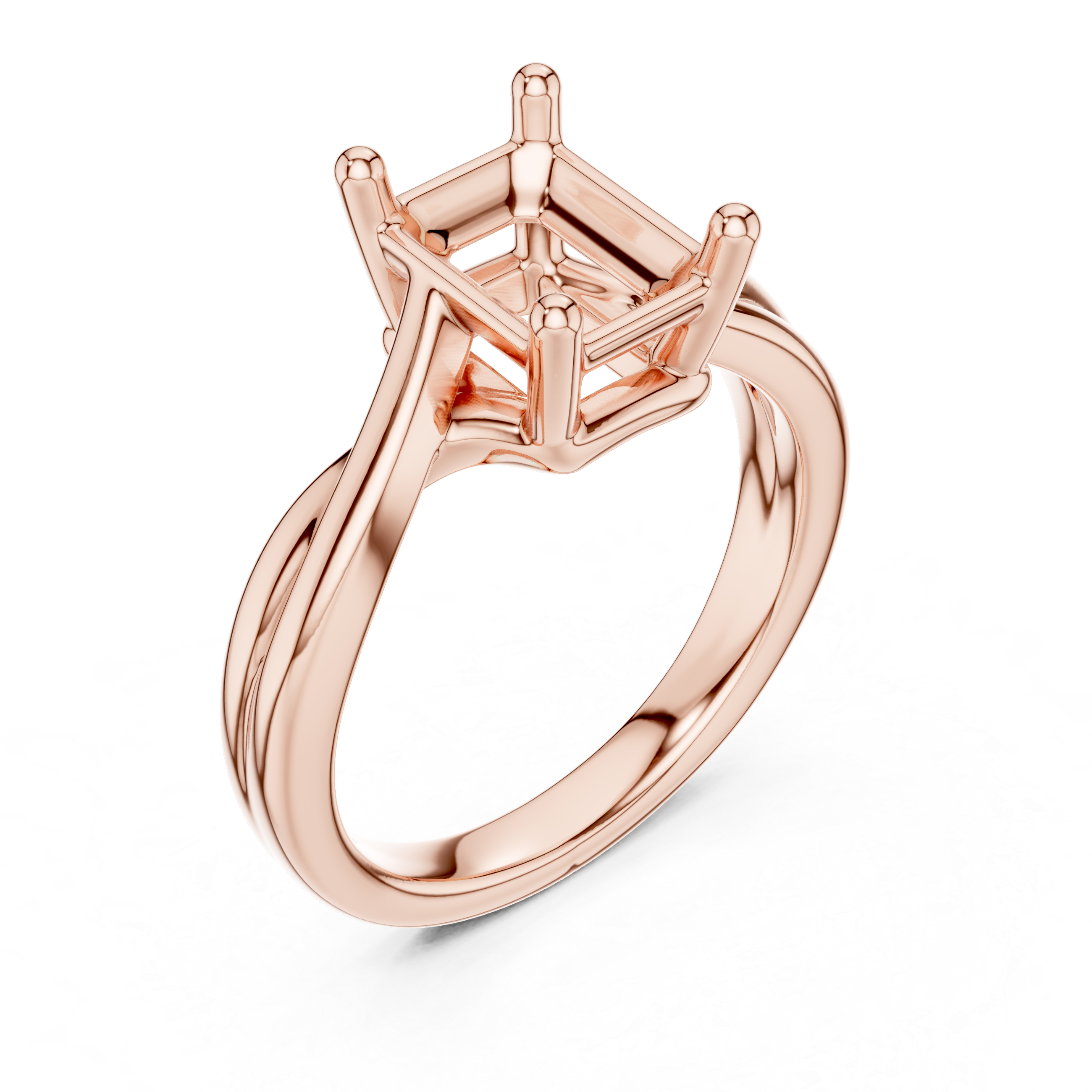 Twisted Band Emerald Cut Solitaire Ring – Contemporary Classic Design
