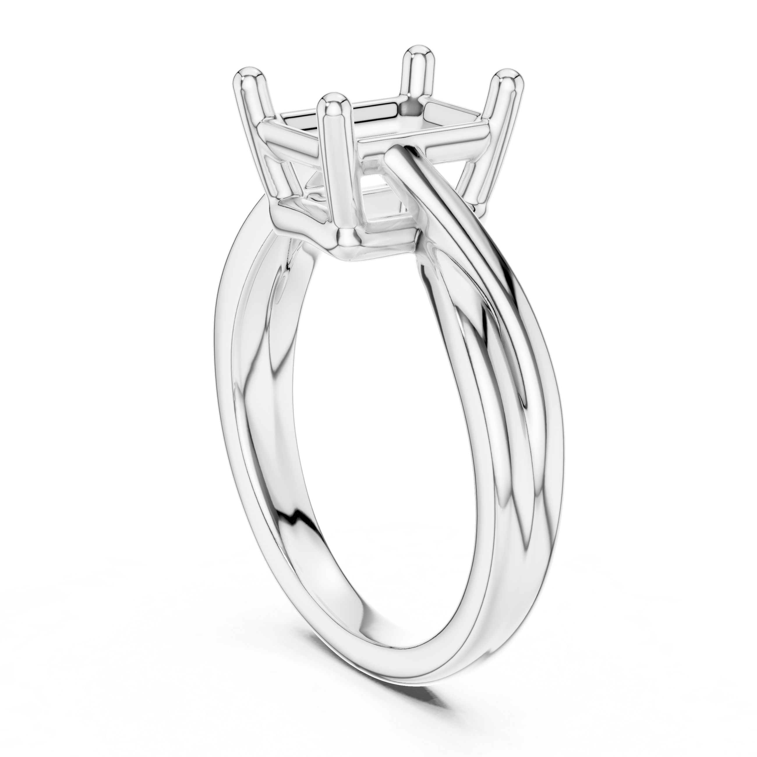 Twisted Band Emerald Cut Solitaire Ring – Contemporary Classic Design