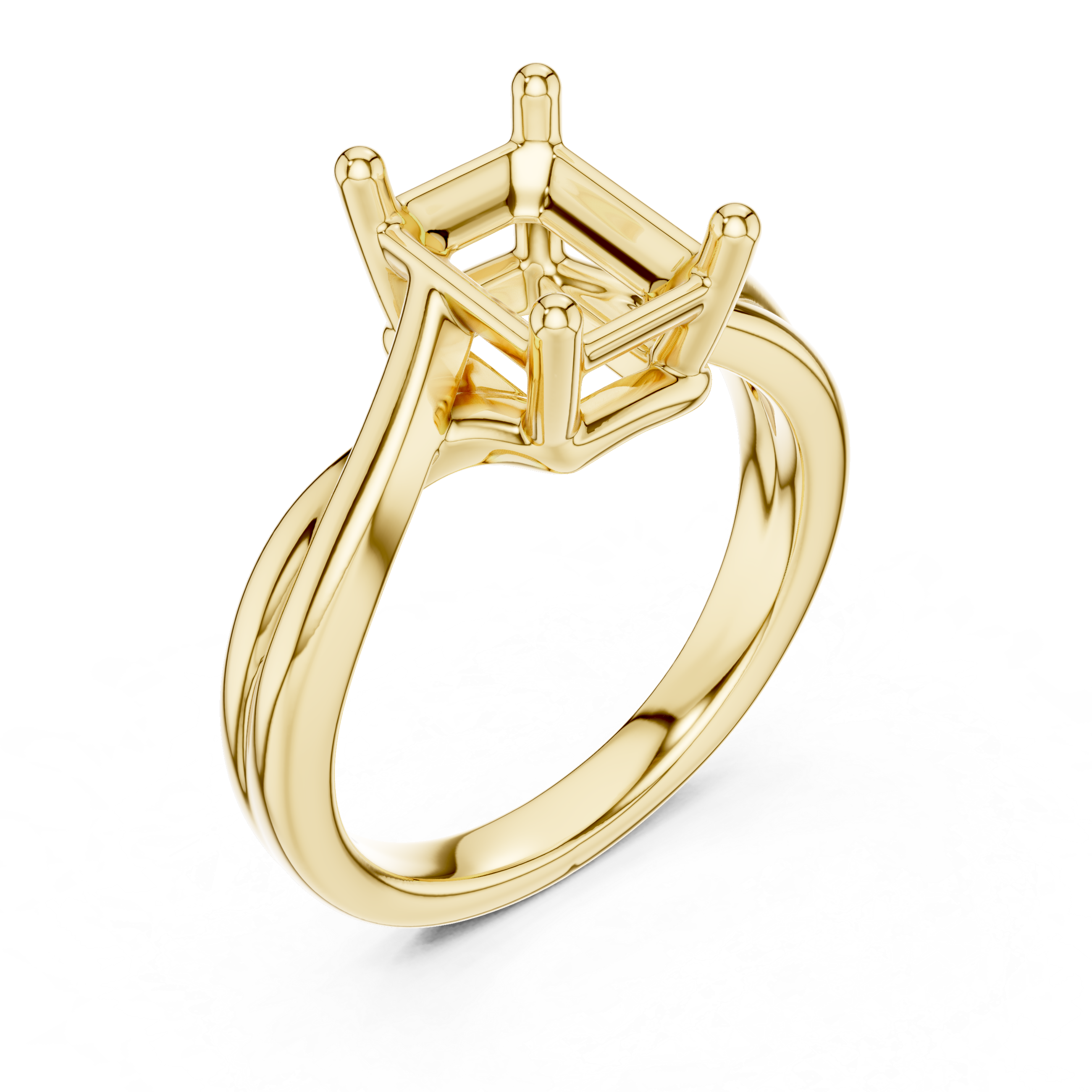 Twisted Band Emerald Cut Solitaire Ring – Contemporary Classic Design