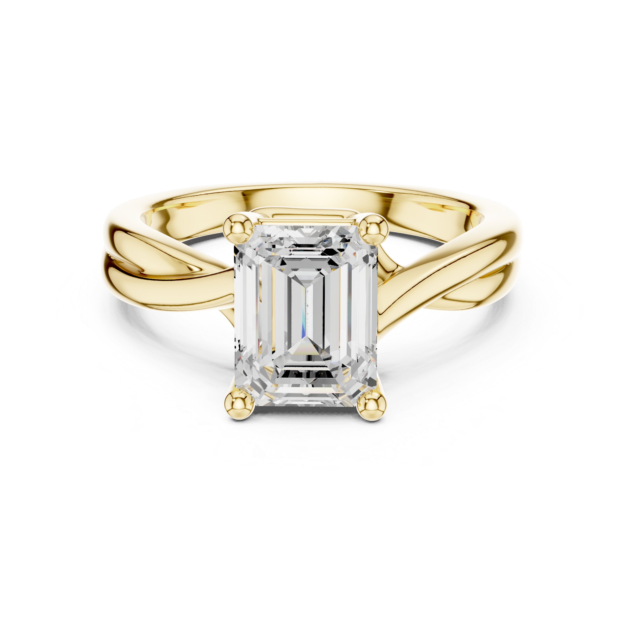 Twisted Band Emerald Cut Solitaire Ring – Contemporary Classic Design