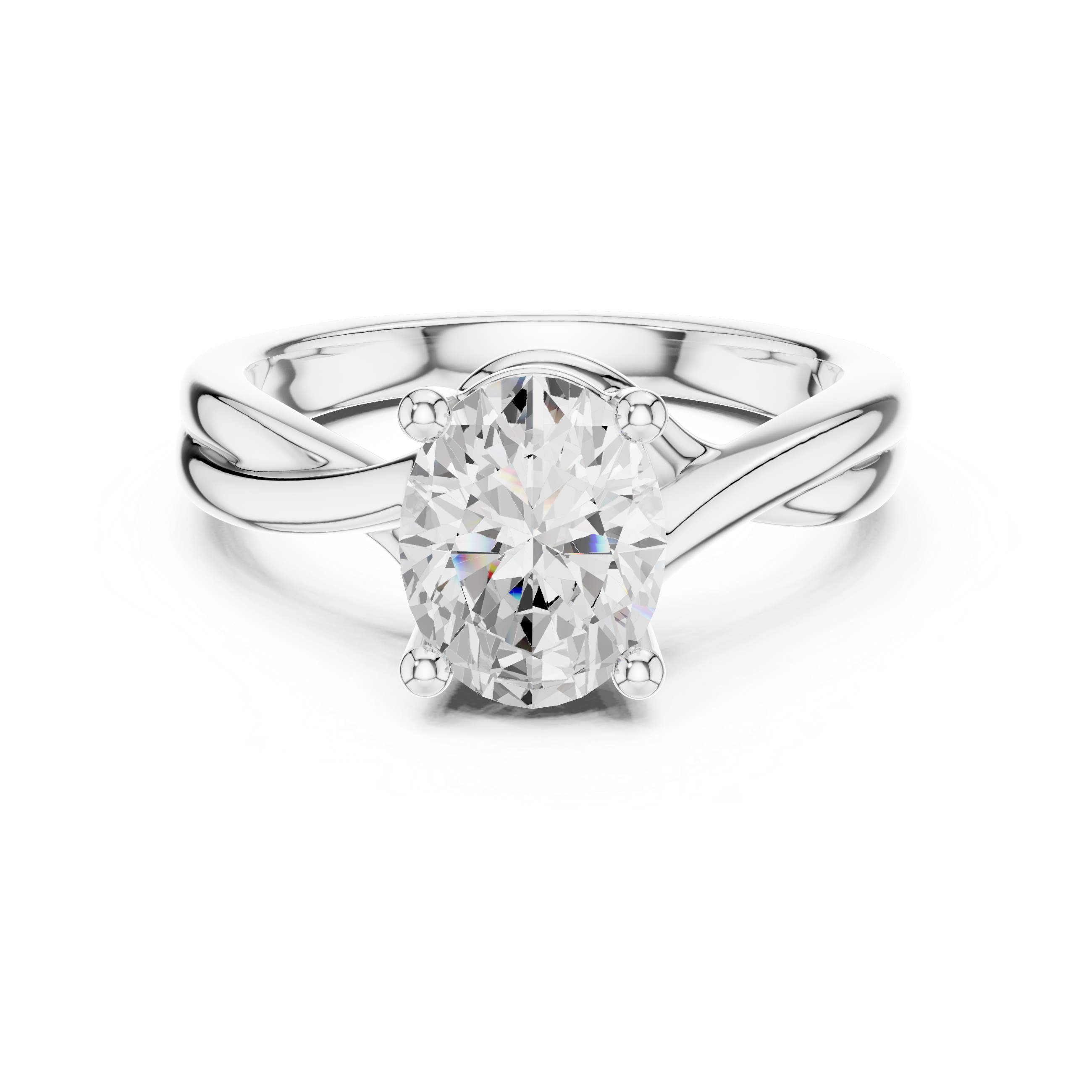 Twisted Band Oval Cut Solitaire Ring – Elegant Modern Design