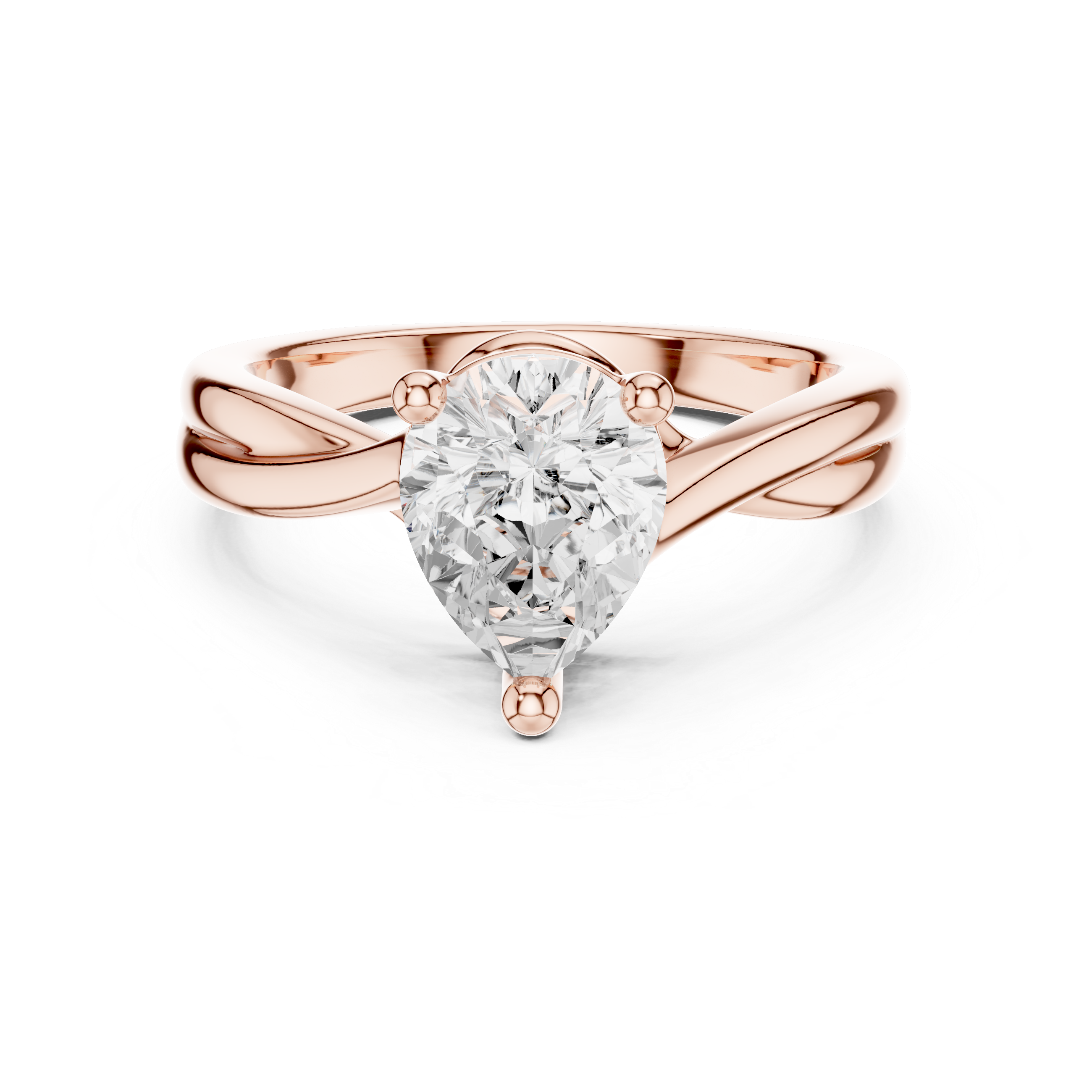 Twisted Band Pear Cut Solitaire Ring – Elegant Statement Design