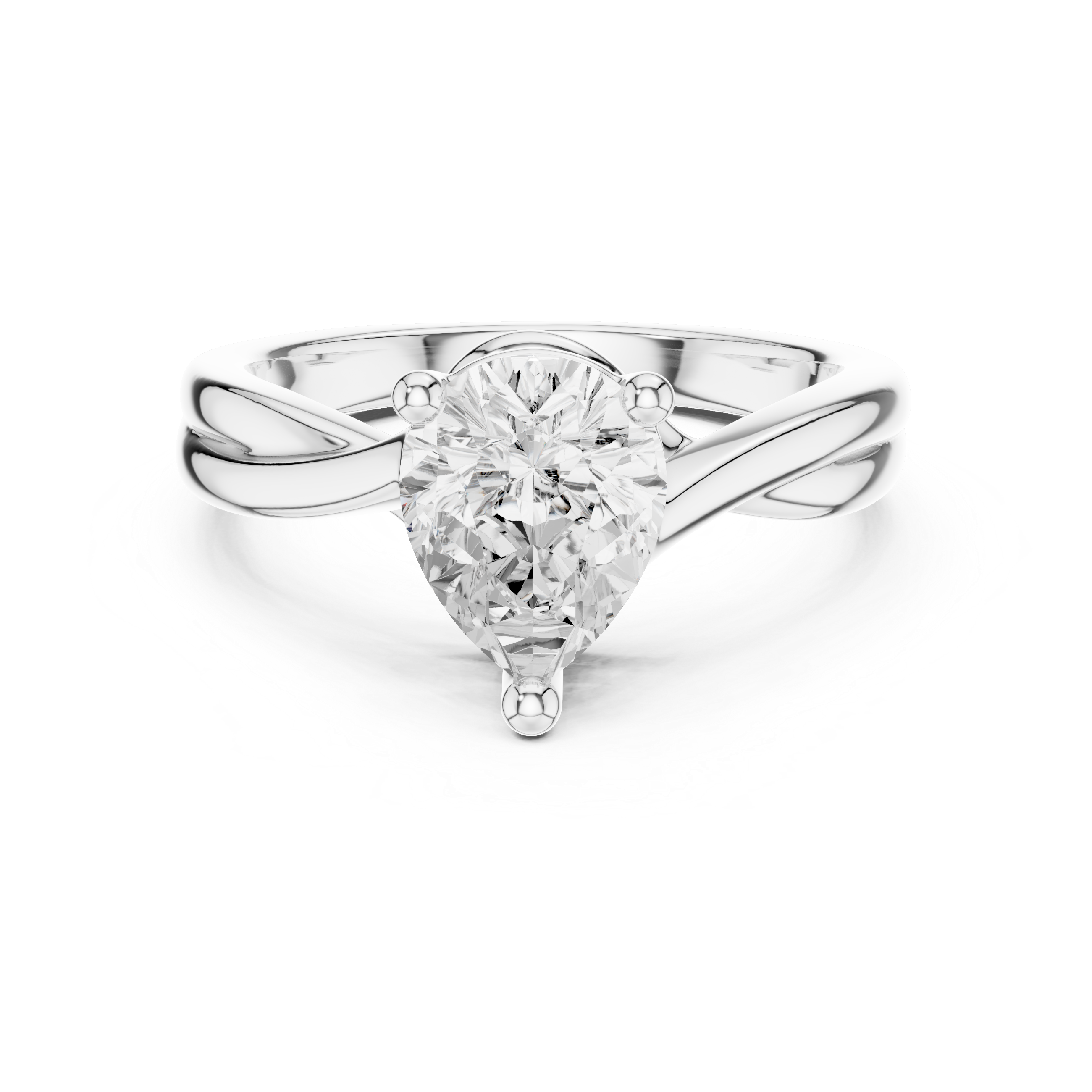 Twisted Band Pear Cut Solitaire Ring – Elegant Statement Design