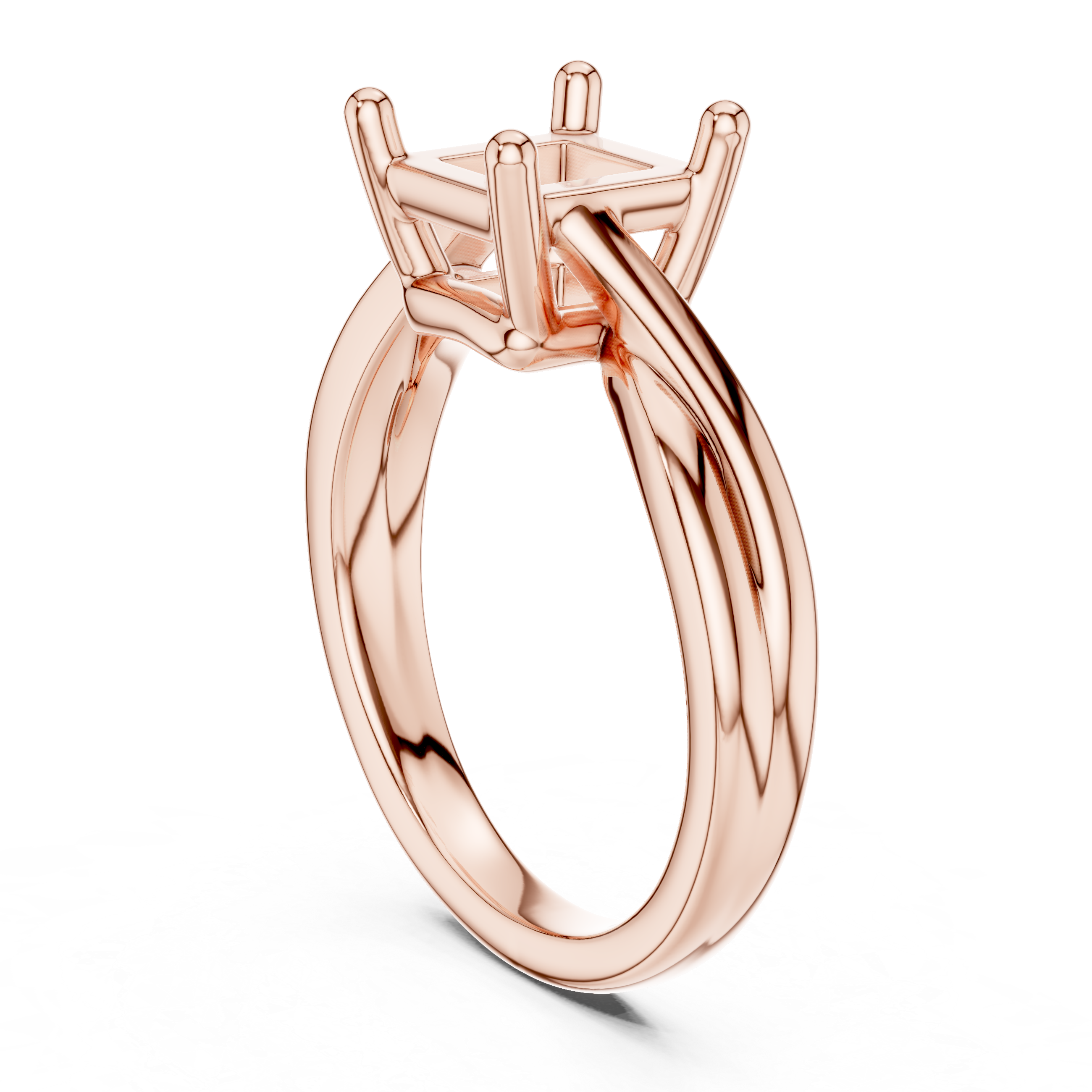 Twisted Band Princess Cut Solitaire Ring – Modern Elegant Design