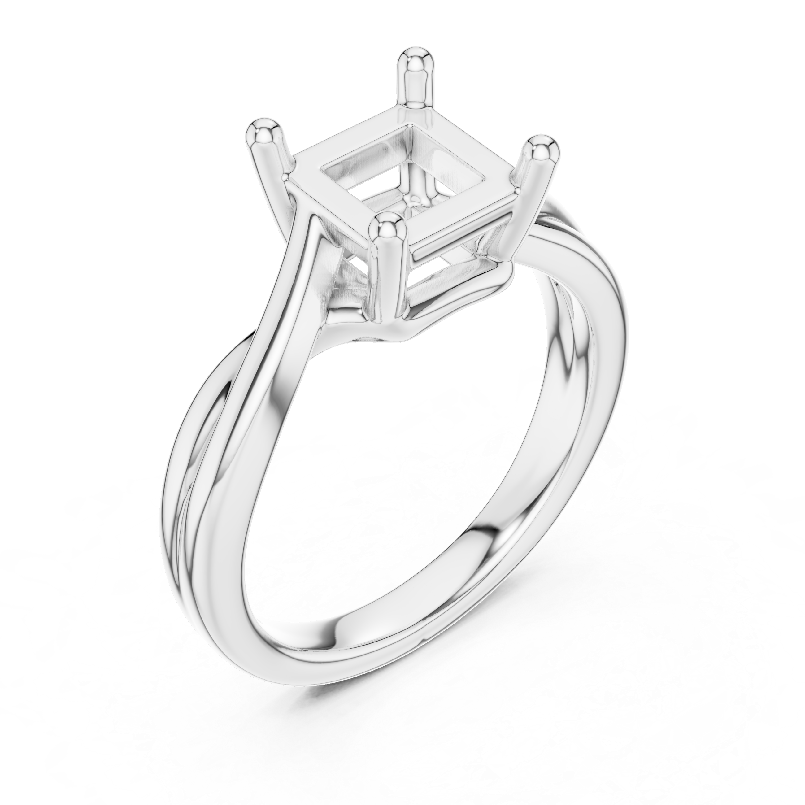 Twisted Band Princess Cut Solitaire Ring – Modern Elegant Design