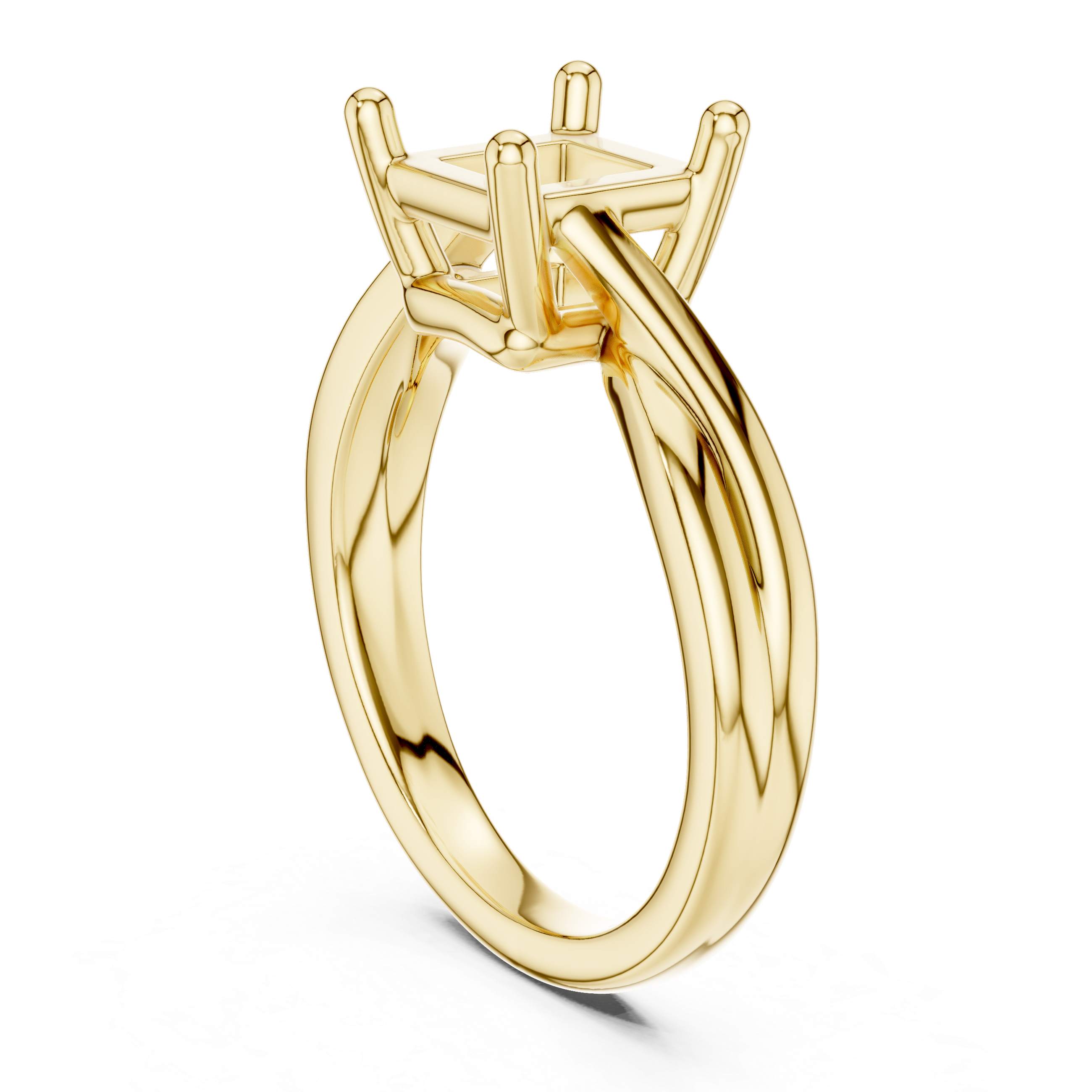 Twisted Band Princess Cut Solitaire Ring – Modern Elegant Design
