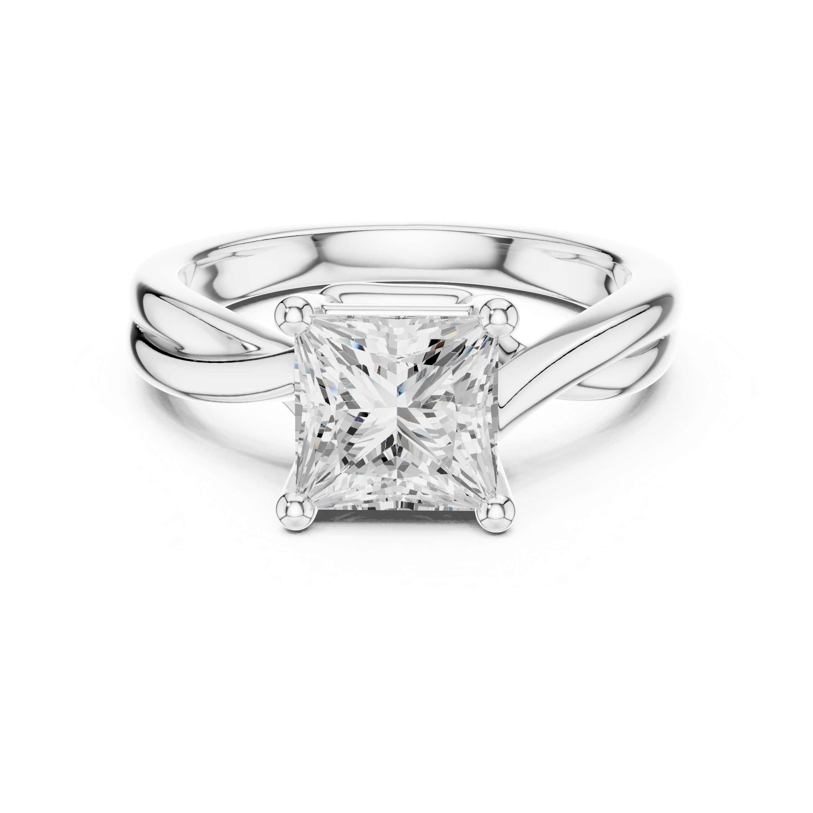 Twisted Band Princess Cut Solitaire Ring – Modern Elegant Design